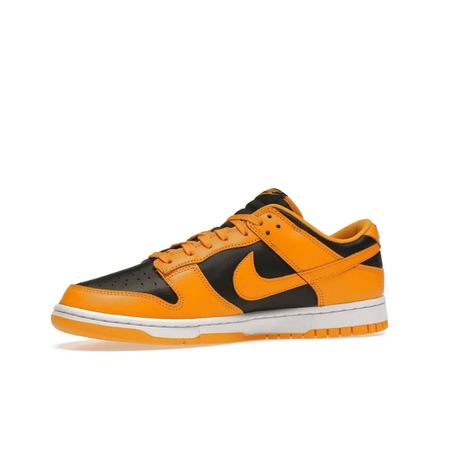 Nike Dunk Low Championship Goldenrod (2021) - Image 17 - Only at www.BallersClubKickz.com - Iconic silhouette Nike Dunk Low is back with a luxe look. Featuring a black upper, goldenrod overlays, and white and yellow Nike Air sole, this retro inspired design is perfect for the sneaker culture enthusiast. Releasing in December 2021 at $100.
