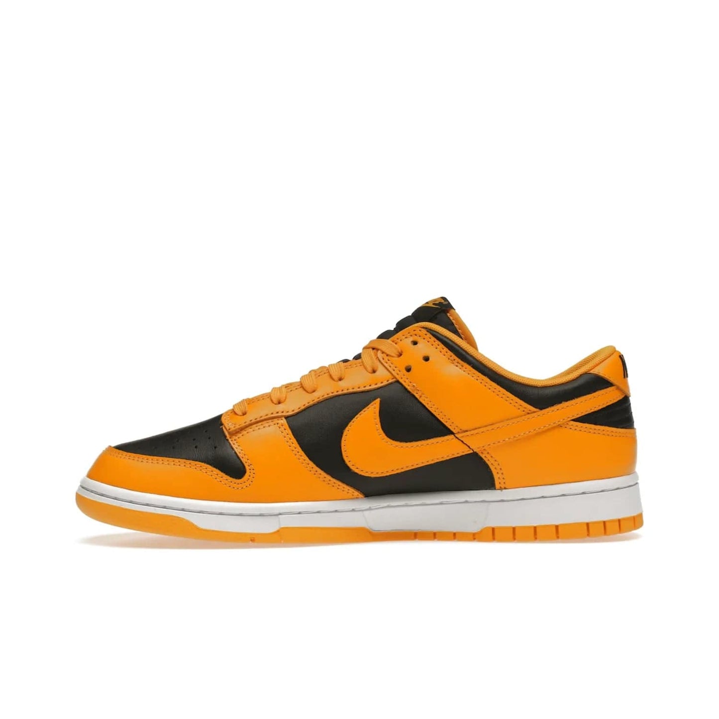 Nike Dunk Low Championship Goldenrod (2021) - Image 19 - Only at www.BallersClubKickz.com - Iconic silhouette Nike Dunk Low is back with a luxe look. Featuring a black upper, goldenrod overlays, and white and yellow Nike Air sole, this retro inspired design is perfect for the sneaker culture enthusiast. Releasing in December 2021 at $100.