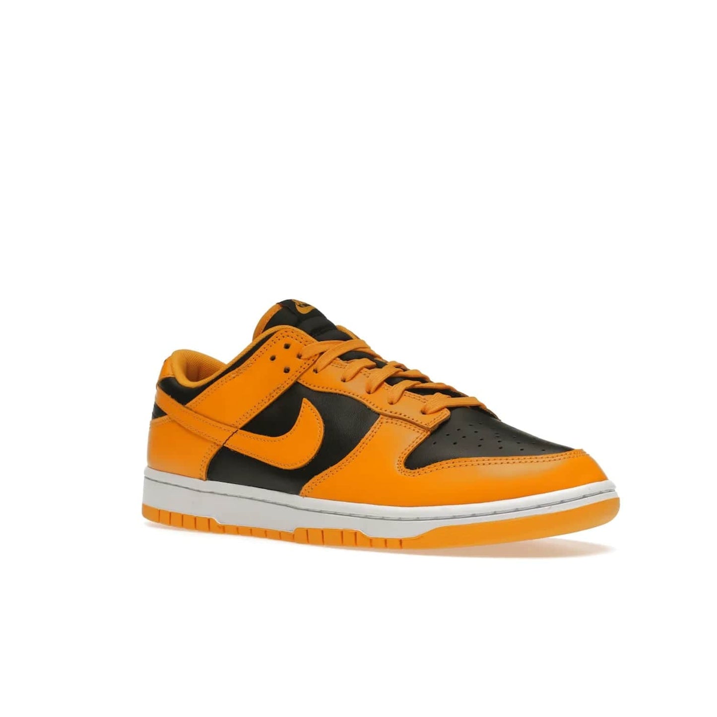 Nike Dunk Low Championship Goldenrod (2021) - Image 5 - Only at www.BallersClubKickz.com - Iconic silhouette Nike Dunk Low is back with a luxe look. Featuring a black upper, goldenrod overlays, and white and yellow Nike Air sole, this retro inspired design is perfect for the sneaker culture enthusiast. Releasing in December 2021 at $100.