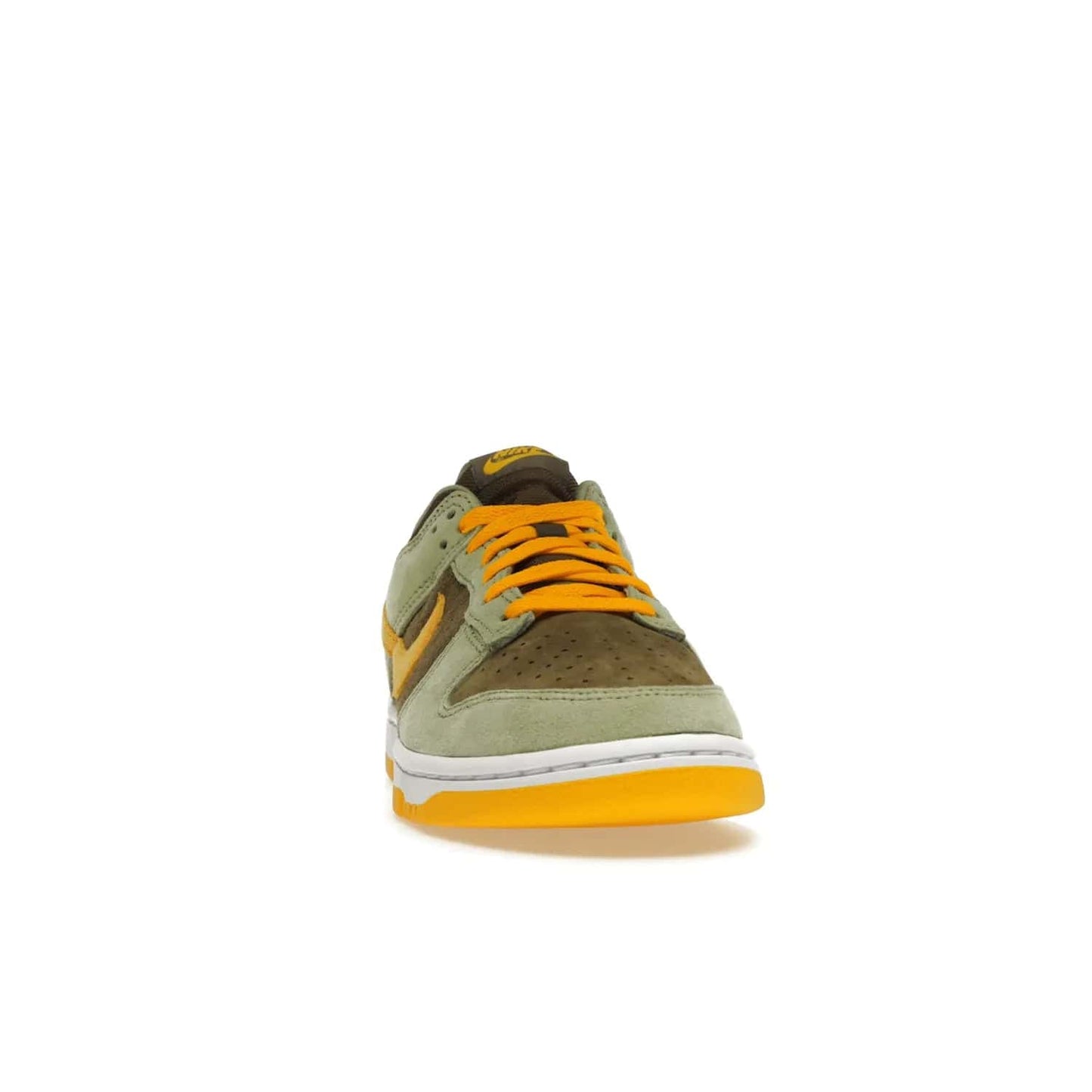 Nike Dunk Low Dusty Olive (2021/2023) - Image 9 - Only at www.BallersClubKickz.com - Nike Dunk Low Dusty Olive brings premium materials and timeless sneaker design to the streets. Pro Gold suede, brown canvas, and Dusty Olive suede upper complete the classic look with a white midsole and Pro Gold outsole. Get the perfect balance of style and comfort with the Nike Dunk Low Dusty Olive.