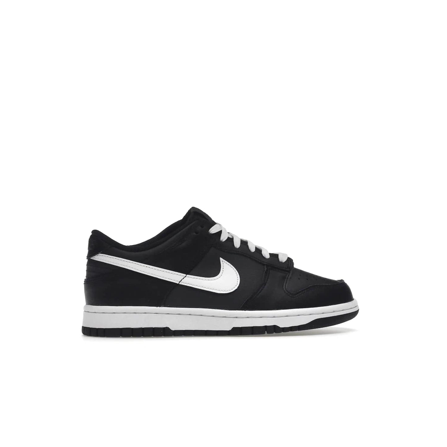 Nike Dunk Low Black White (2022) (GS) - Image 36 - Only at www.BallersClubKickz.com - A classic two-tone upper of black & off white, low profile midsole, and patterned rubber outsole make the Nike Dunk Low Black White 2022 GS perfect for any style. Get the complete look and release date on July 12, 2022.