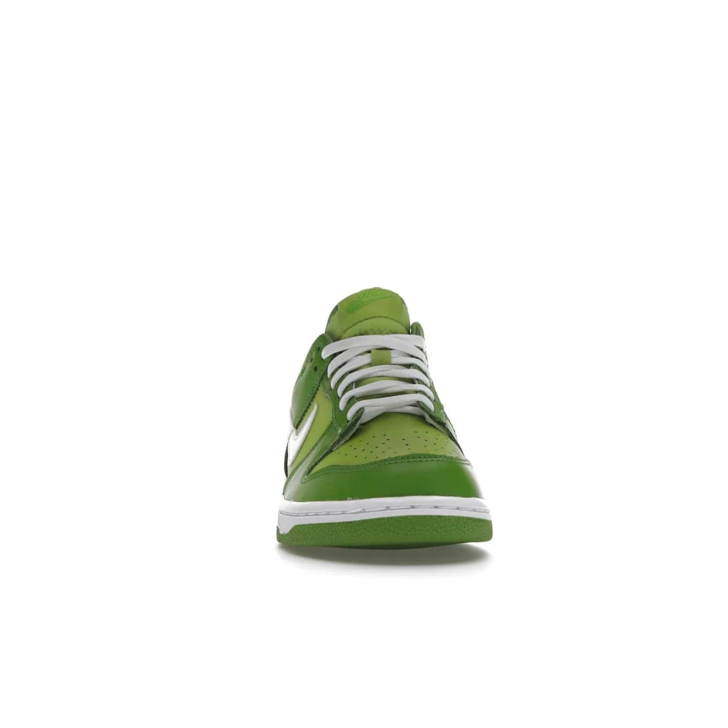 Nike Dunk Low Chlorophyll (GS) - Image 9 - Only at www.BallersClubKickz.com - Grade schoolers release the Nike Dunk Low Chlorophyll (GS) featuring a vivid green leather base with chlorophyll green overlays, plus Nike branding in chlorophyll green. White midsole and outsole complete the design. Released Jan 2022.