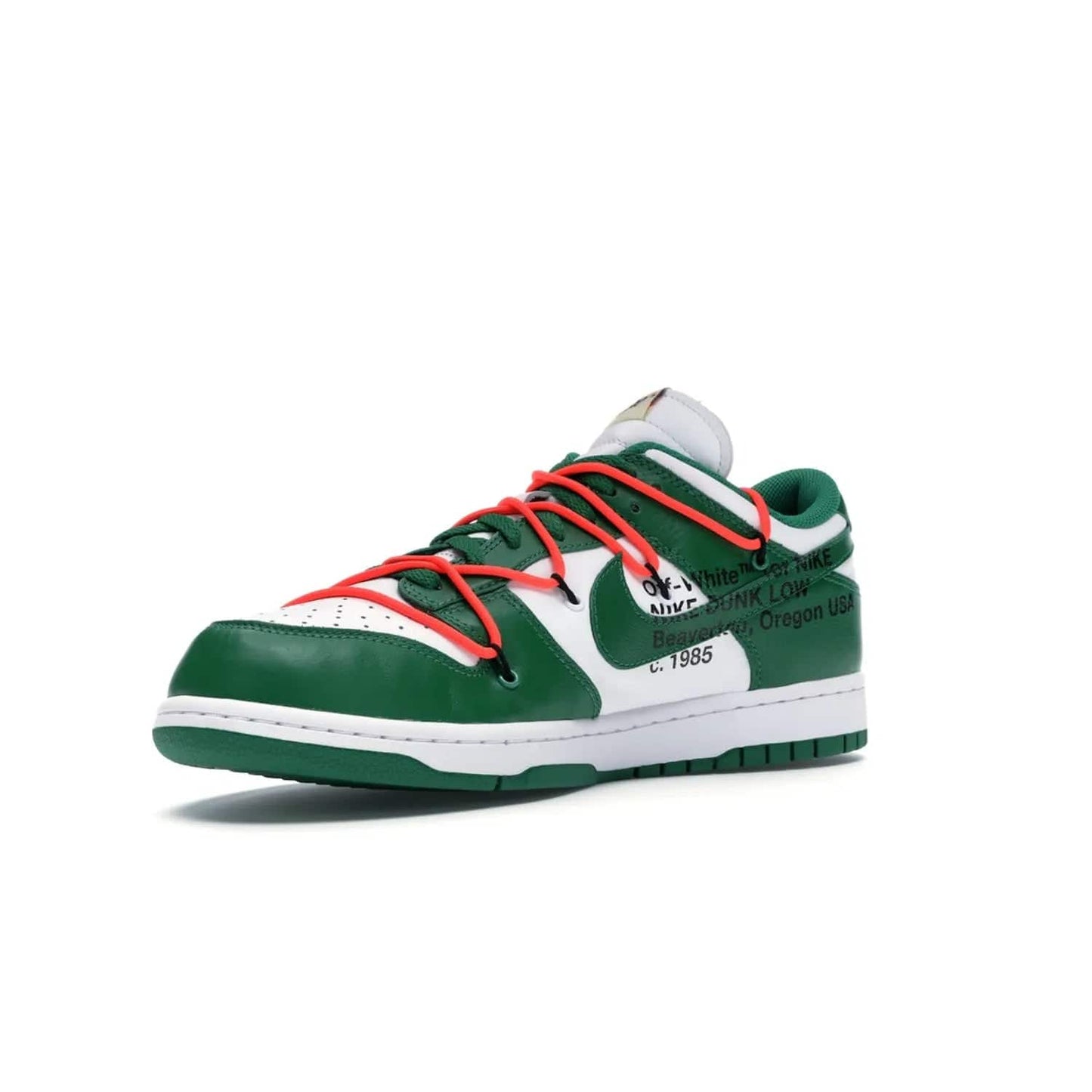 Nike Dunk Low Off-White Pine Green - Image 15 - Only at www.BallersClubKickz.com - The Nike Dunk Low Off-White Pine Green combines classic 1980s style with modern-day design. Featuring white leather uppers and pine green overlays, these classic kicks feature secondary lacing system, zip-ties and signature Off-White text. Releasing in December 2019, these shoes are a timeless classic for any wardrobe.