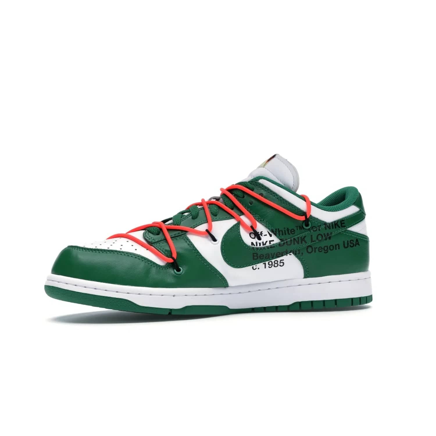 Nike Dunk Low Off-White Pine Green - Image 17 - Only at www.BallersClubKickz.com - The Nike Dunk Low Off-White Pine Green combines classic 1980s style with modern-day design. Featuring white leather uppers and pine green overlays, these classic kicks feature secondary lacing system, zip-ties and signature Off-White text. Releasing in December 2019, these shoes are a timeless classic for any wardrobe.