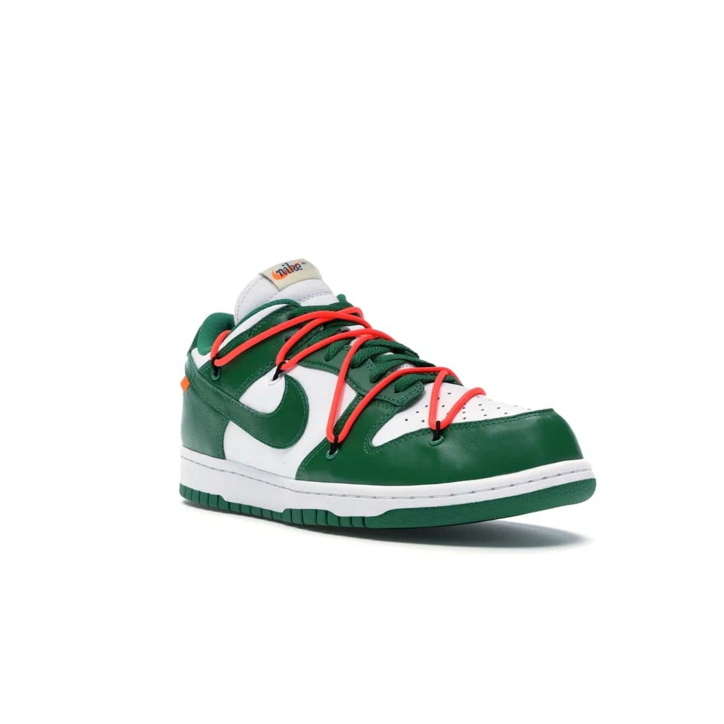 Nike Dunk Low Off-White Pine Green - Image 6 - Only at www.BallersClubKickz.com - The Nike Dunk Low Off-White Pine Green combines classic 1980s style with modern-day design. Featuring white leather uppers and pine green overlays, these classic kicks feature secondary lacing system, zip-ties and signature Off-White text. Releasing in December 2019, these shoes are a timeless classic for any wardrobe.