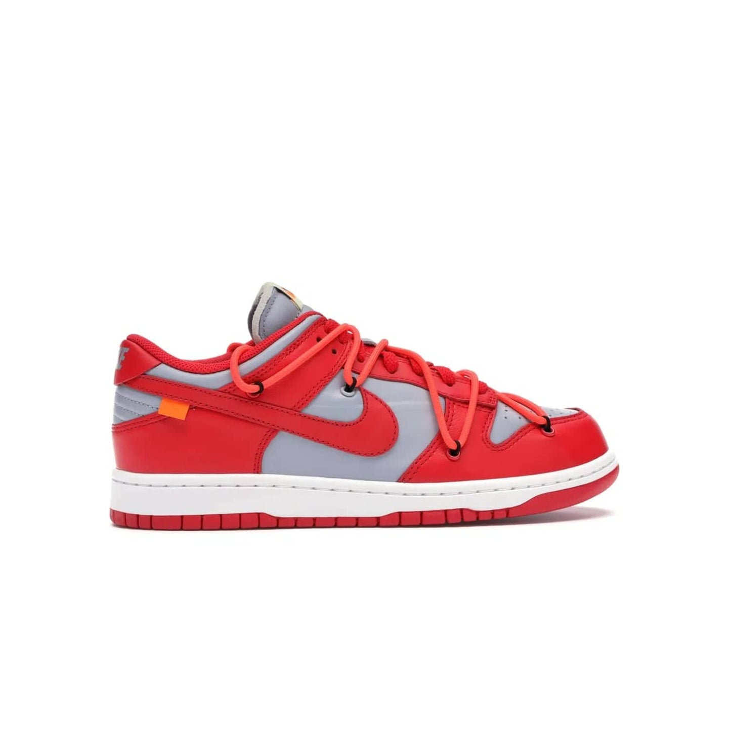 Nike Dunk Low Off-White University Red - Image 36 - Only at www.BallersClubKickz.com - The Nike Dunk Low Off-White University Red offers tribute to classic Nike Basketball silhouettes. Features include wolf grey leather, university red overlays, zip-ties, and Off-White text. Perfect for any sneaker fan, these stylish sneakers released in December of 2019.