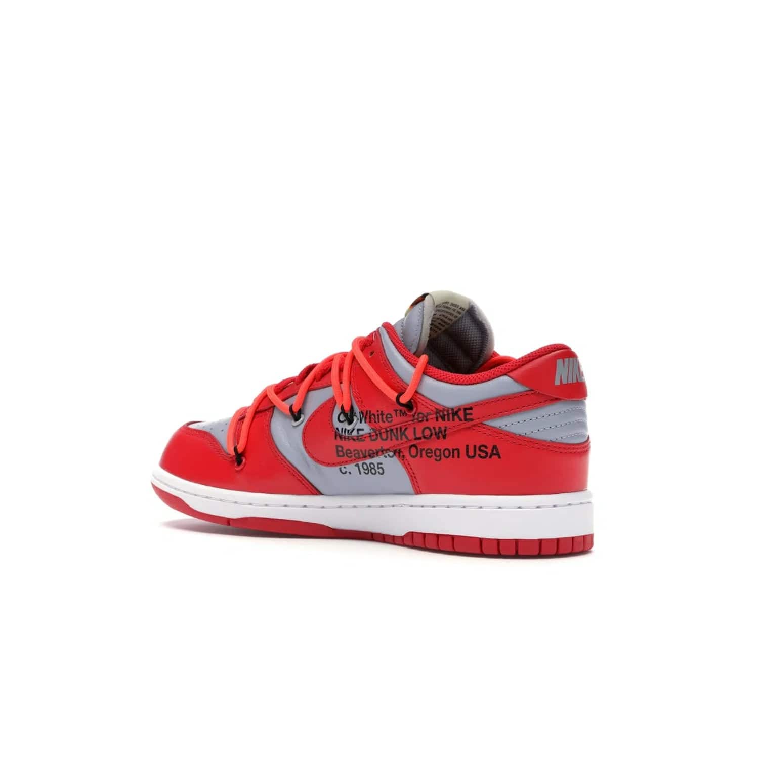 Nike Dunk Low Off-White University Red - Image 23 - Only at www.BallersClubKickz.com - The Nike Dunk Low Off-White University Red offers tribute to classic Nike Basketball silhouettes. Features include wolf grey leather, university red overlays, zip-ties, and Off-White text. Perfect for any sneaker fan, these stylish sneakers released in December of 2019.