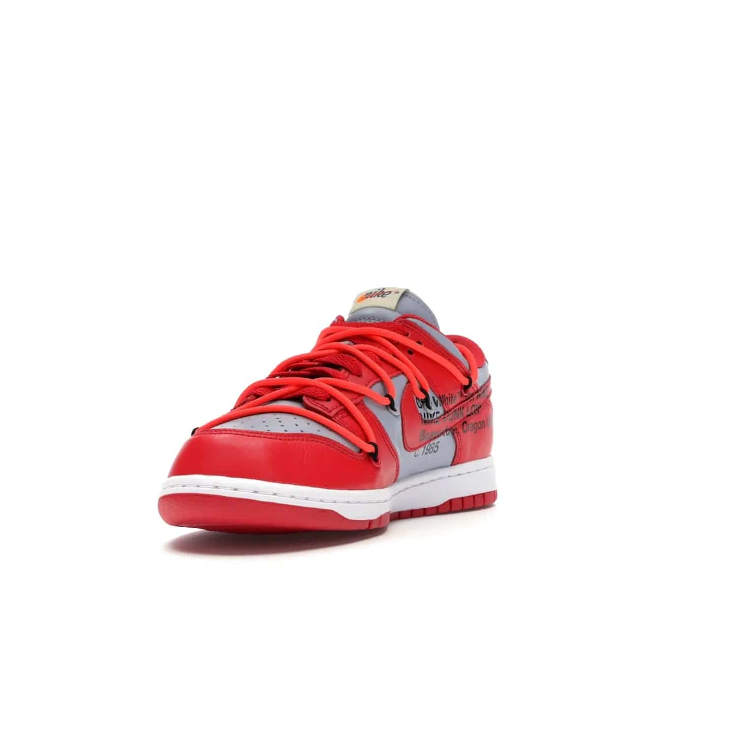 Nike Dunk Low Off-White University Red - Image 13 - Only at www.BallersClubKickz.com - The Nike Dunk Low Off-White University Red offers tribute to classic Nike Basketball silhouettes. Features include wolf grey leather, university red overlays, zip-ties, and Off-White text. Perfect for any sneaker fan, these stylish sneakers released in December of 2019.