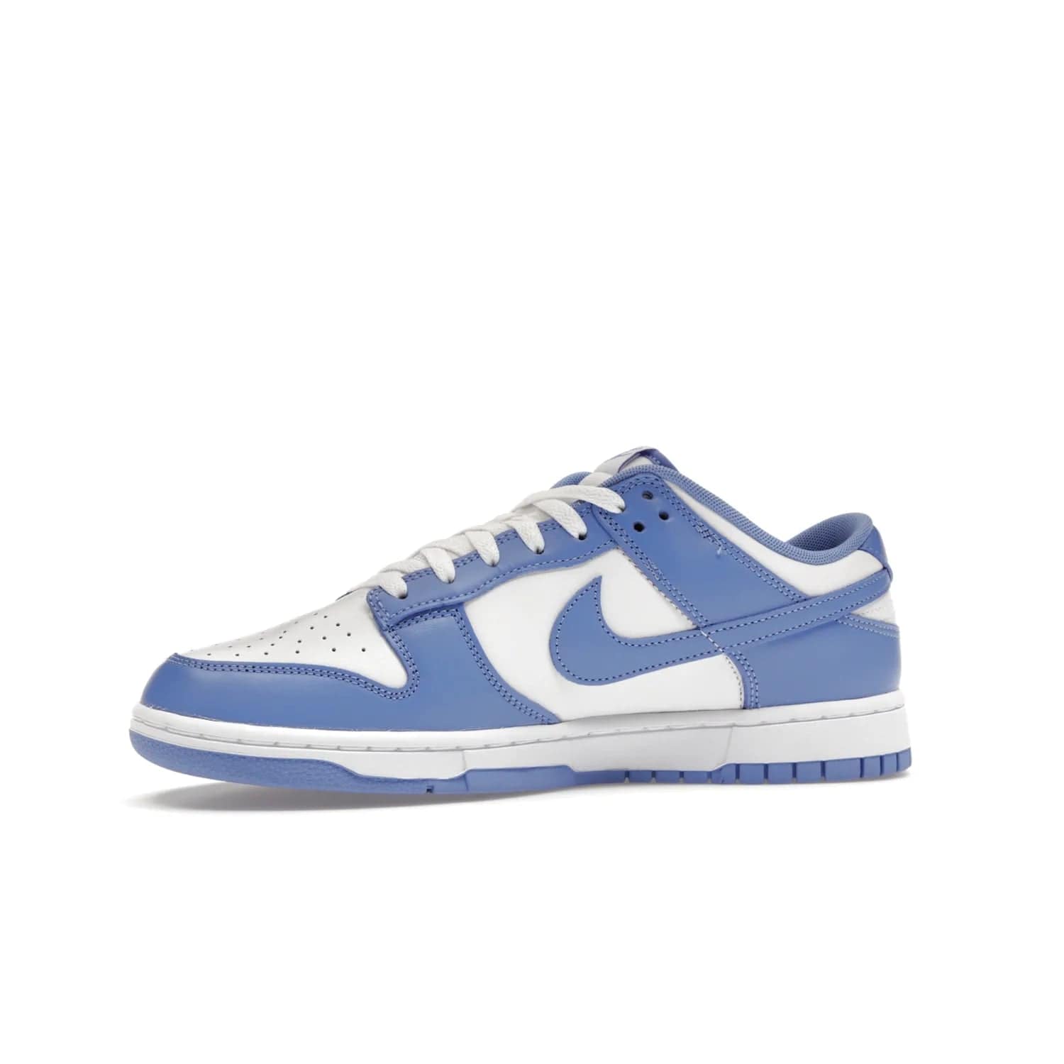 Nike Dunk Low Polar Blue - Image 17 - Only at www.BallersClubKickz.com - The Nike Dunk Low in Polar Blue combines streetwear and basketball style with leather uppers and white and Polar Blue overlays. Features include a rubber outsole, Nike Swoosh, white branding, and a padded tongue. Perfect for sports, casual, or everyday wear. On sale October 14th, 2023.