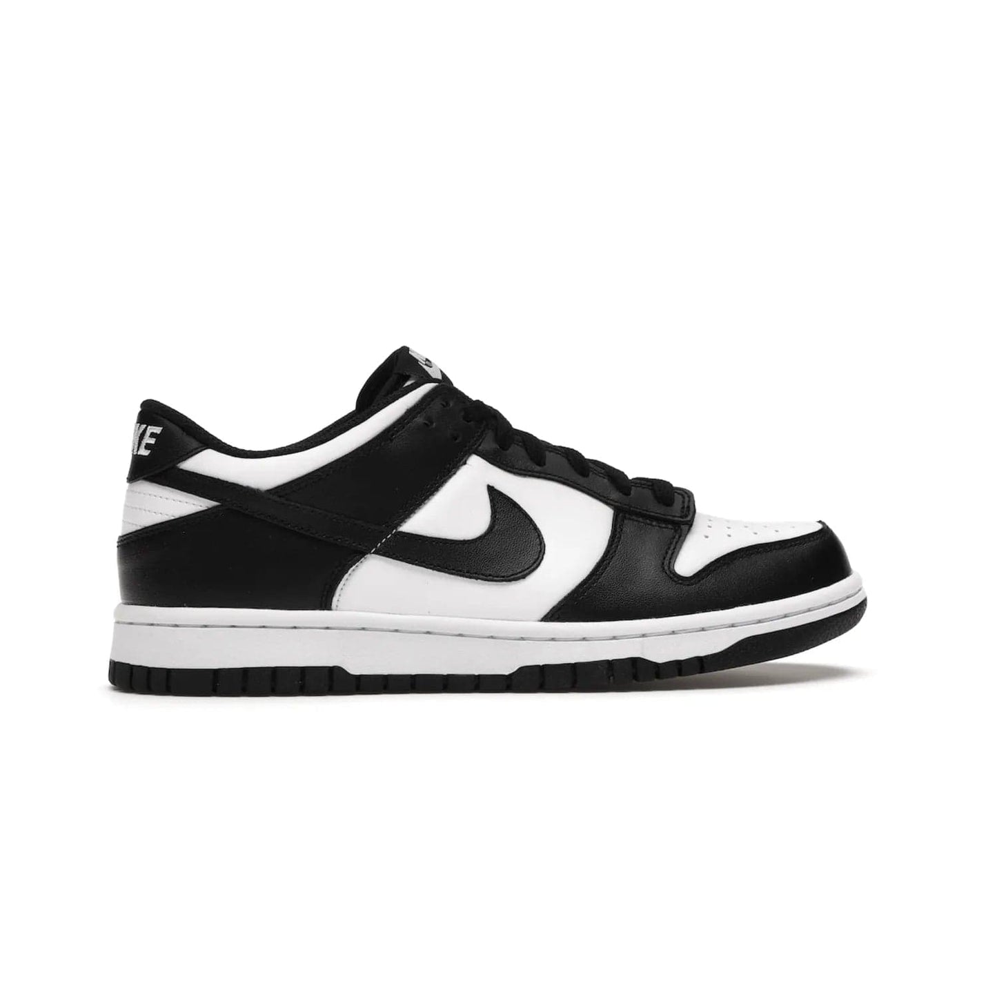 Nike Dunk Low Retro White Black Panda (2021) (GS) - Image 36 - Only at www.BallersClubKickz.com - Upgrade your style with the Nike Dunk Low Retro White Black (GS). Featuring premium leather, iconic Nike text, signature Swoosh logo and striking black/white colorway, this striking silhouette is the perfect mix of style and comfort. Colorway released in March 2021.
