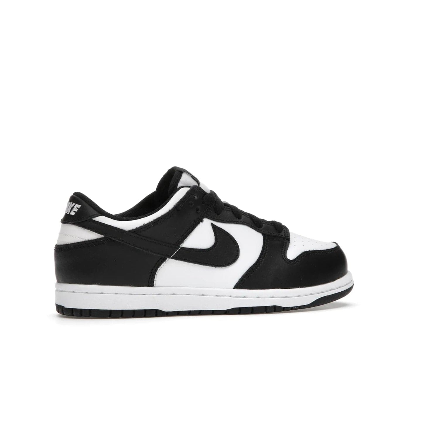 Nike Dunk Low Retro White Black Panda (2021) (PS) - Image 35 - Only at www.BallersClubKickz.com - Retro basketball style with modern updates: Nike Dunk Low PS White/Black. Find the classic sneaker with all-white leather upper, black overlays, black Swoosh branding an more. Originally released in March 2021.
