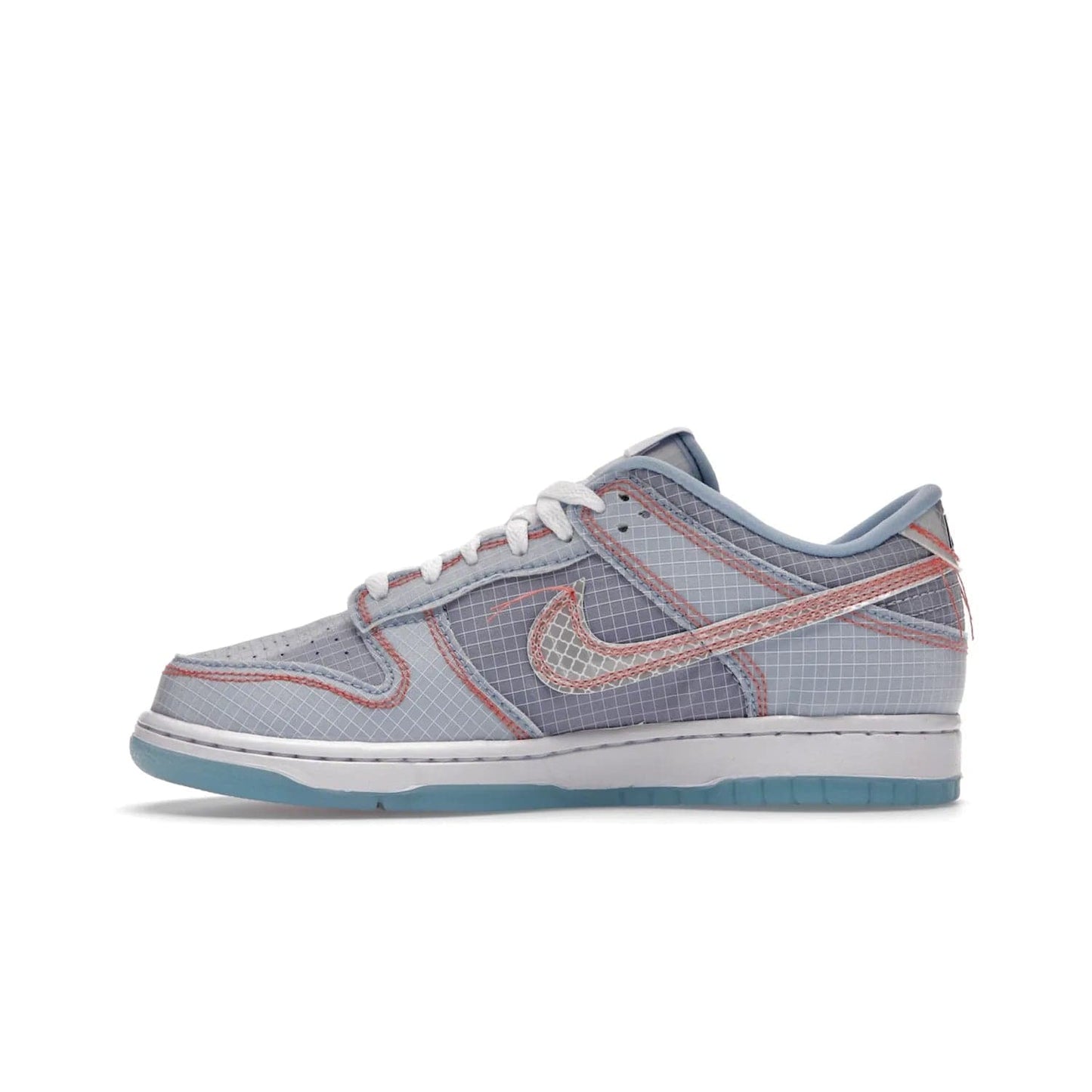 Nike Dunk Low Union Passport Pack Argon - Image 19 - Only at www.BallersClubKickz.com - The Nike Dunk Low Union LA Passport Pack Argon commemorates Chris Gibbs' pick-ups from Japan in the 2000s. Features tonal blue leather, semi-translucent nylon, iconic Union LA Frontman logo. Perfect for luxury collector's! $150.