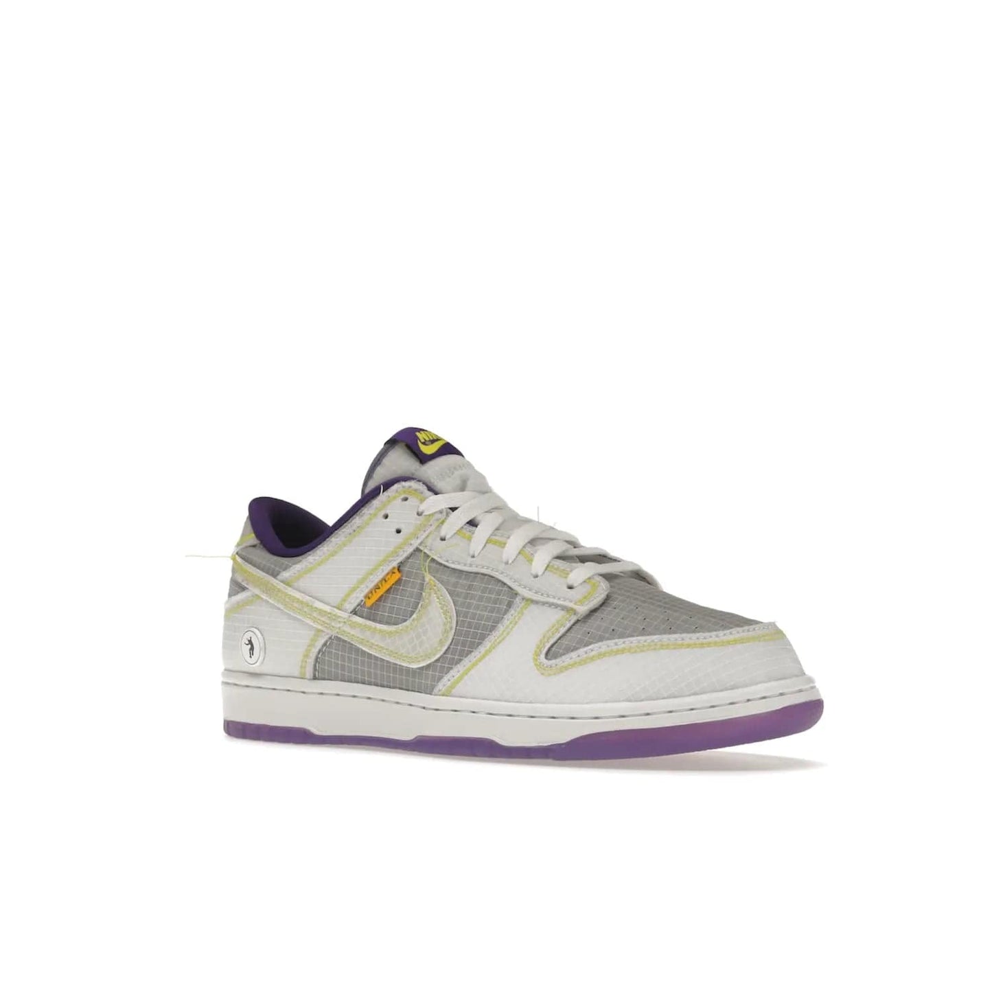 Nike Dunk Low Union Passport Pack Court Purple - Image 5 - Only at www.BallersClubKickz.com - Nike Dunk Low Union LA Passport Pack Court Purple features Court Purple and white smooth leather construction and Union LA Frontman logo on the heel. Releasing in April of 2022, this iconic shoe will make a splash in the streetwear world.