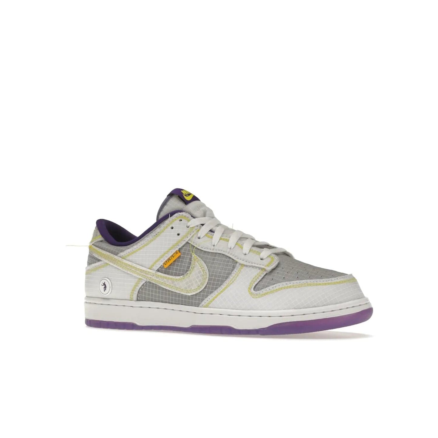 Nike Dunk Low Union Passport Pack Court Purple - Image 4 - Only at www.BallersClubKickz.com - Nike Dunk Low Union LA Passport Pack Court Purple features Court Purple and white smooth leather construction and Union LA Frontman logo on the heel. Releasing in April of 2022, this iconic shoe will make a splash in the streetwear world.