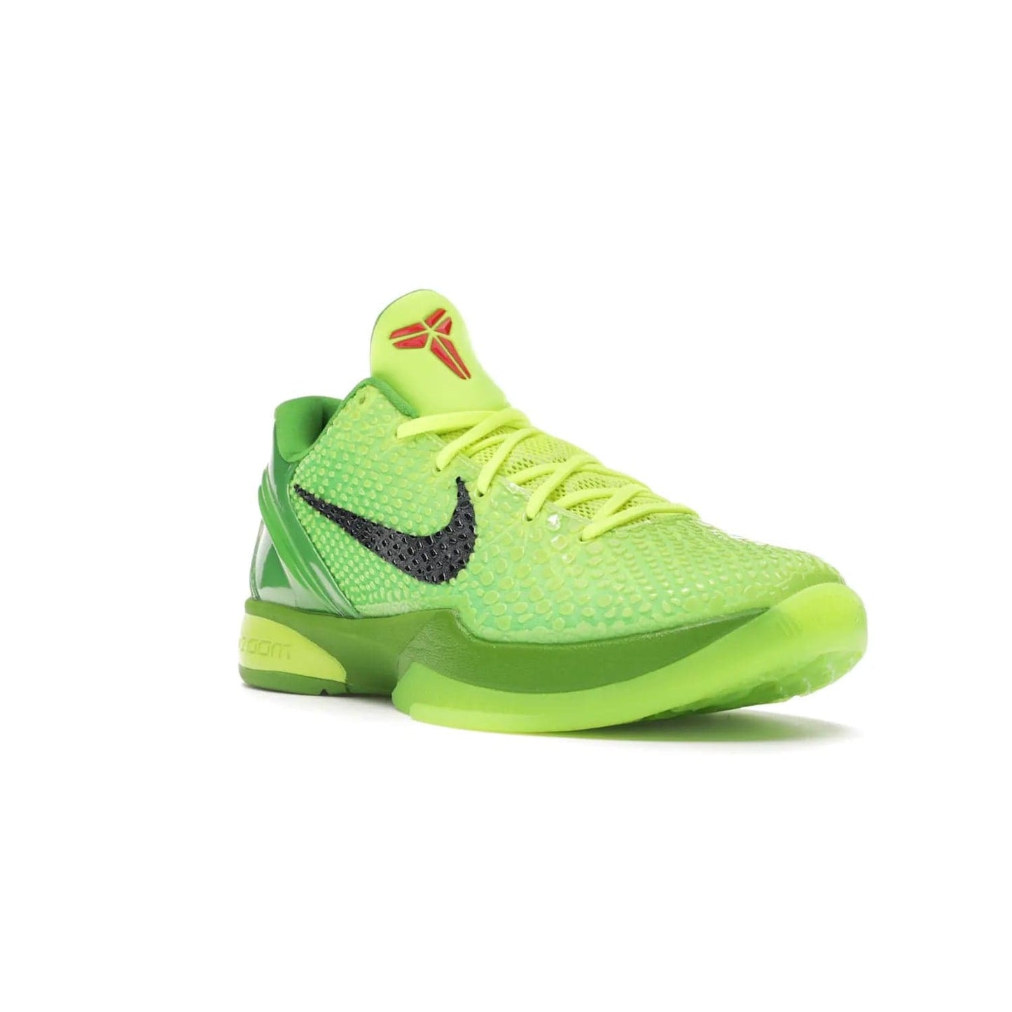 Nike Kobe 6 Protro Grinch (2020) - Image 6 - Only at www.BallersClubKickz.com - #
The Nike Kobe 6 Protro Grinch updates the iconic 2011 design with modern tech like a Zoom Air cushioning system, scaled-down traction, and updated silhouette. Experience the textured Green Apple and Volt upper plus bright red and green accents for $180.