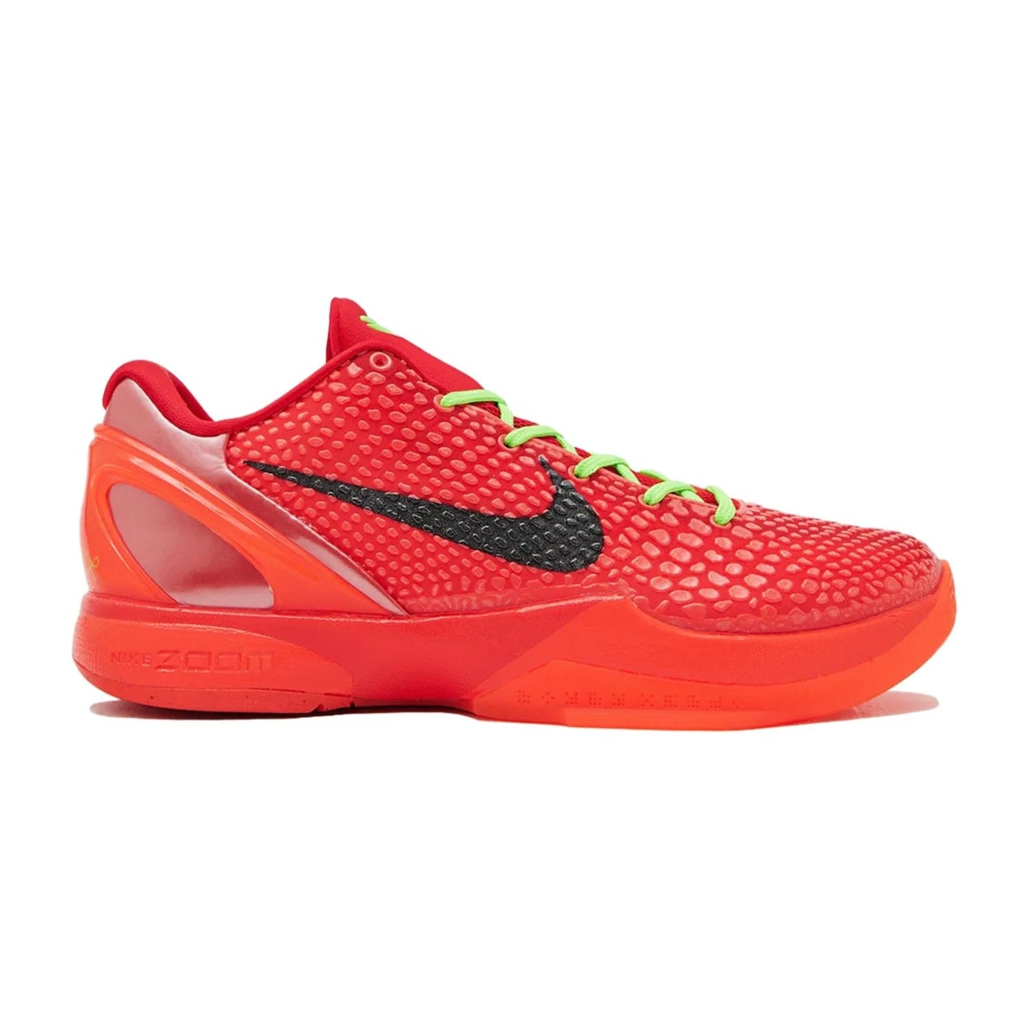 Nike Kobe 6 Protro Reverse Grinch - Image 1 - Only at www.BallersClubKickz.com - A unique mix of Bright Crimson, Black and Electric Green hues make the Nike Kobe 6 Protro Reverse Grinch stand out, with a sleek and retro silhouette. Available December 16th, 2023.