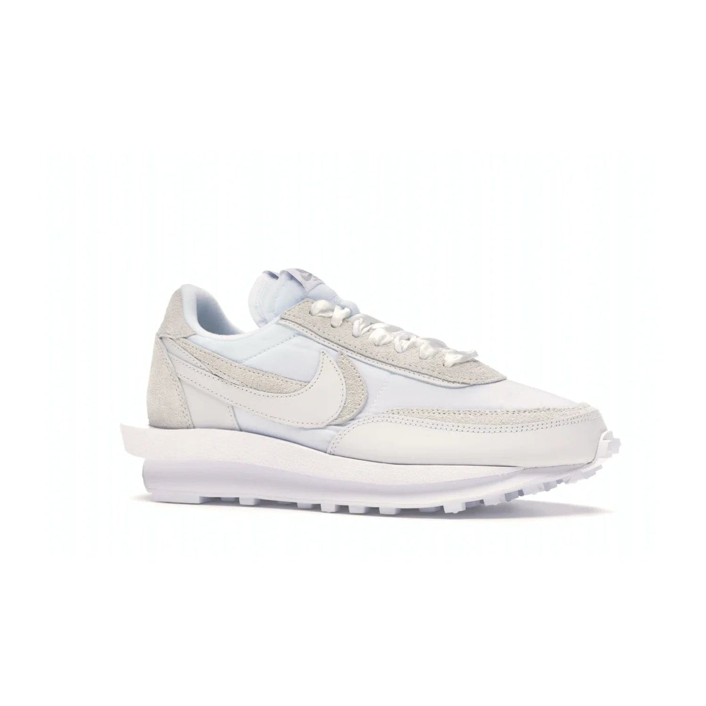 Nike LD Waffle sacai White Nylon - Image 3 - Only at www.BallersClubKickz.com - A classic, timeless design with a white nylon upper and subtle grey suede overlays. This recent Nike LD Waffle Sacai White Nylon design requires only one pair of laces to complete the perfect look for smart and casual styles.