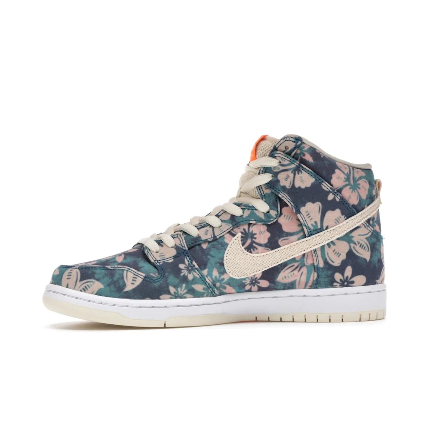 Nike SB Dunk High Hawaii - Image 18 - Only at www.BallersClubKickz.com - Introducing the Nike SB Dunk High Hawaii, a colorway celebrating an island paradise. This hybrid silhouette brings together tropical vibes with a sun-soaked look. Blue, green, pink and orange on a sail and white outsole. Get your island vibes with the Nike SB Dunk High Hawaii.