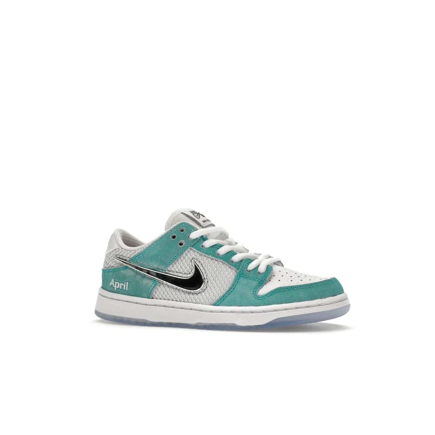 Nike SB Dunk Low April Skateboards (PS) - Image 3 - Only at www.BallersClubKickz.com - Introducing the Nike SB Dunk Low April Skateboards (PS)! Turbo Green upper and midsole with Metallic Silver accents for a stylish look. Don't miss your chance to grab a pair on its release date of November 27th, 2023.