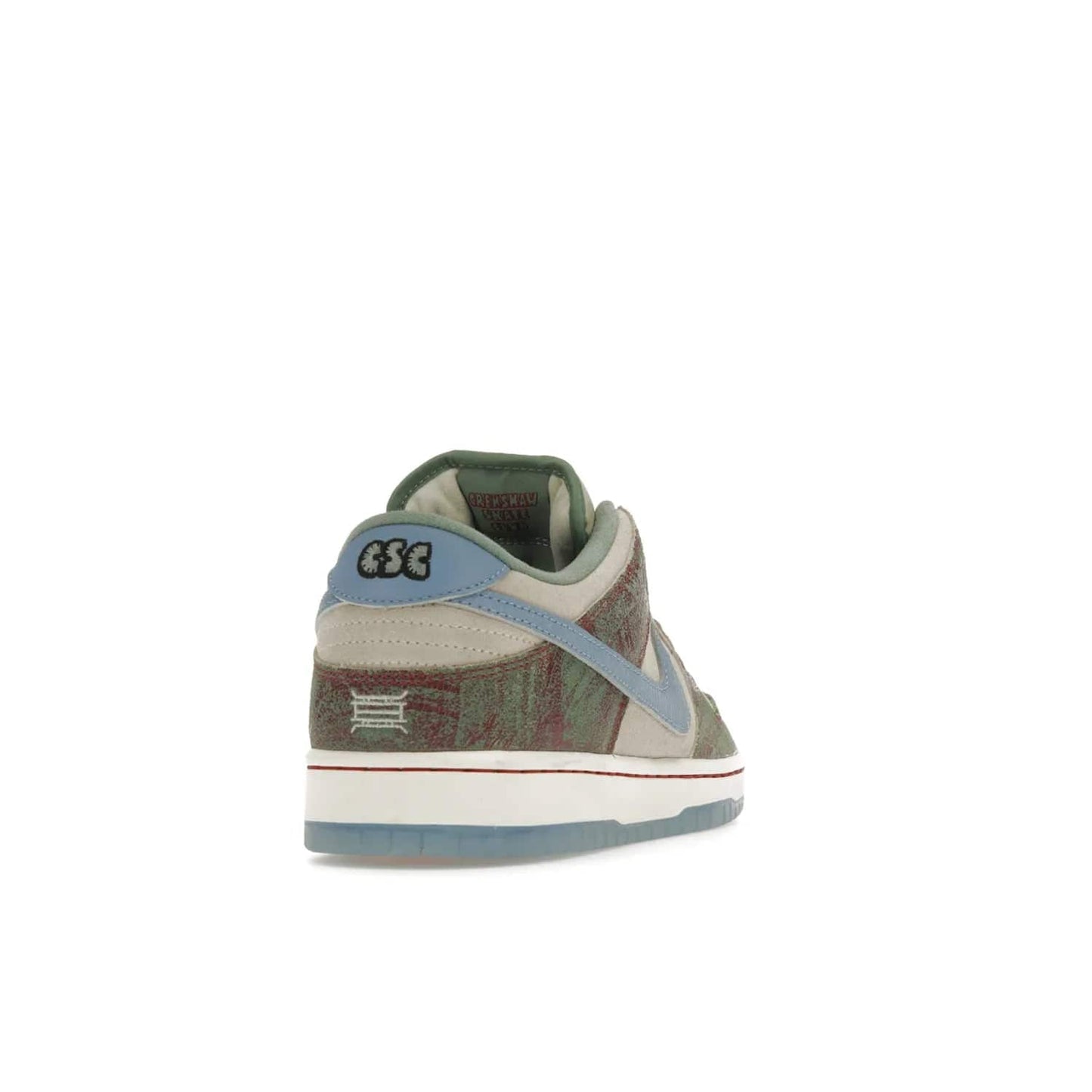 Nike SB Dunk Low Crenshaw Skate Club - Image 30 - Only at www.BallersClubKickz.com - Introducing the Nike SB Dunk Low Crenshaw Skate Club! Classic skate shoes with Sail and Light Blue upper, Cedar accents, padded collars and superior grip for comfortable, stable performance and style. Ideal for any skate session.