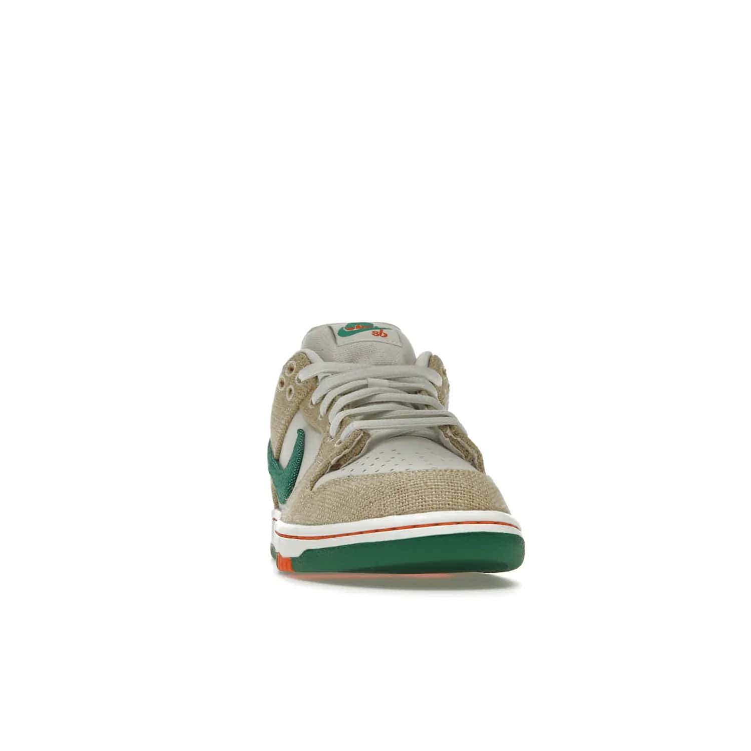 Nike SB Dunk Low Jarritos - Image 9 - Only at www.BallersClubKickz.com - Shop limited edition Nike SB Dunk Low Jarritos! Crafted with white leather and tear-away canvas materials with green accents. Includes orange, green, and white laces to customize your look. Available now.