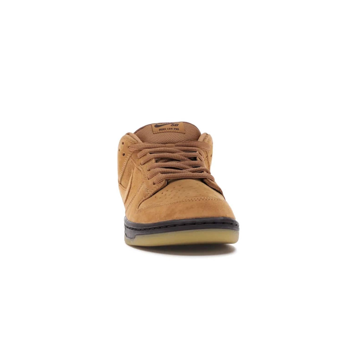 Nike SB Dunk Low Wheat (2021/2023) - Image 9 - Only at www.BallersClubKickz.com - The Nike SB Dunk Low Wheat (2021/2023)has a sleek silhouette and wheat suede upper. Tan tones for lining, mesh tongues, and laces. Iconic color palette midsole, perforated boxing toe. Brown branding on tongue and heel. Gum rubber outsole with partitioned pattern for traction. Eschewed in Feb 2021 for $110.