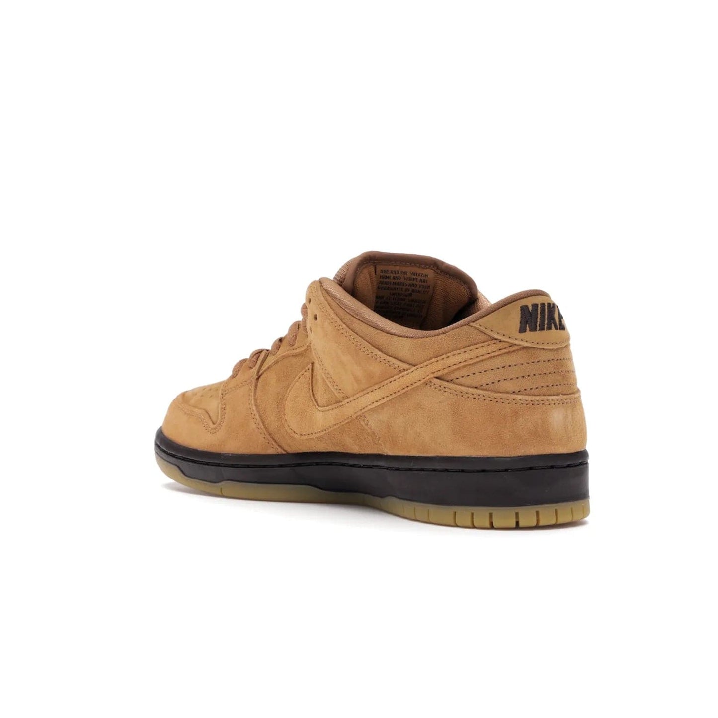 Nike SB Dunk Low Wheat (2021/2023) - Image 24 - Only at www.BallersClubKickz.com - The Nike SB Dunk Low Wheat (2021/2023)has a sleek silhouette and wheat suede upper. Tan tones for lining, mesh tongues, and laces. Iconic color palette midsole, perforated boxing toe. Brown branding on tongue and heel. Gum rubber outsole with partitioned pattern for traction. Eschewed in Feb 2021 for $110.