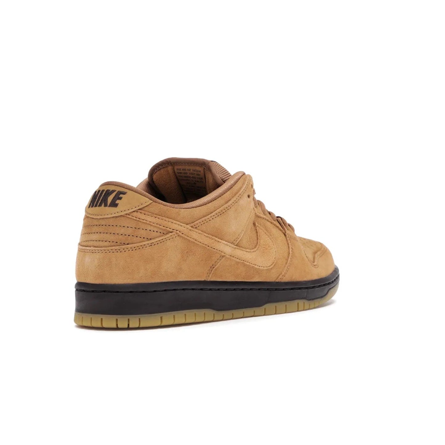 Nike SB Dunk Low Wheat (2021/2023) - Image 32 - Only at www.BallersClubKickz.com - The Nike SB Dunk Low Wheat (2021/2023)has a sleek silhouette and wheat suede upper. Tan tones for lining, mesh tongues, and laces. Iconic color palette midsole, perforated boxing toe. Brown branding on tongue and heel. Gum rubber outsole with partitioned pattern for traction. Eschewed in Feb 2021 for $110.