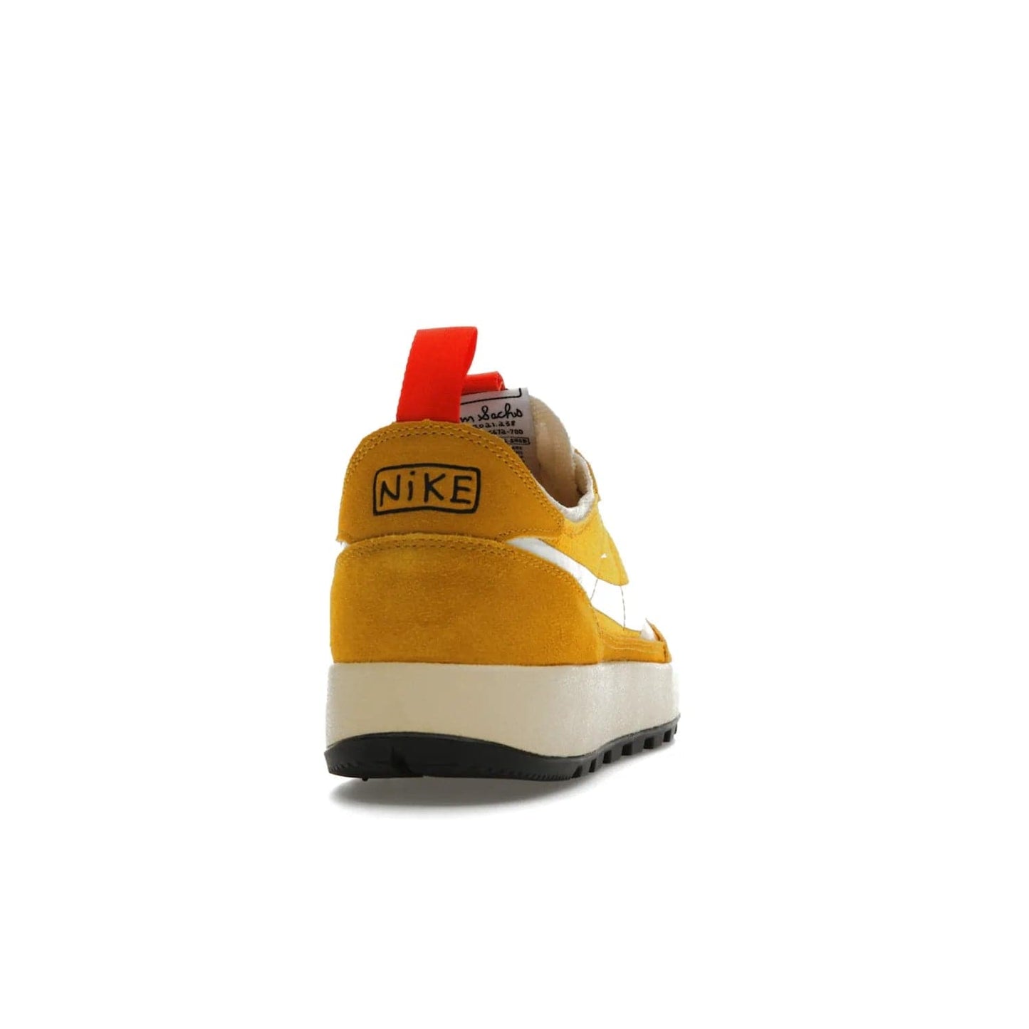 NikeCraft General Purpose Shoe Tom Sachs Archive Dark Sulfur - Image 29 - Only at www.BallersClubKickz.com - Collab between Nike & Tom Sachs. The NikeCraft General Purpose Shoe features dark sulfur mesh upper, suede overlays, contrasting white Swoosh and orange tabs. EVA cushioning & black waffle-traction rubber outsole ensures performance. Stylish & perfect for any occasion, the shoe released September 2, 2022.