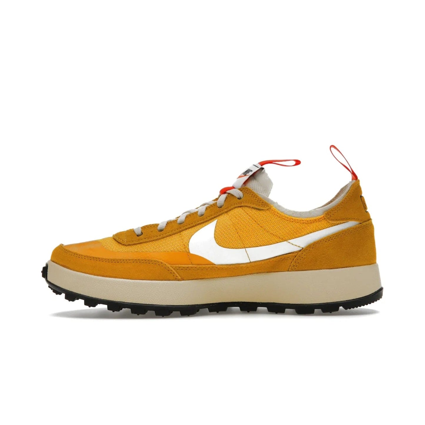 NikeCraft General Purpose Shoe Tom Sachs Archive Dark Sulfur - Image 19 - Only at www.BallersClubKickz.com - Collab between Nike & Tom Sachs. The NikeCraft General Purpose Shoe features dark sulfur mesh upper, suede overlays, contrasting white Swoosh and orange tabs. EVA cushioning & black waffle-traction rubber outsole ensures performance. Stylish & perfect for any occasion, the shoe released September 2, 2022.