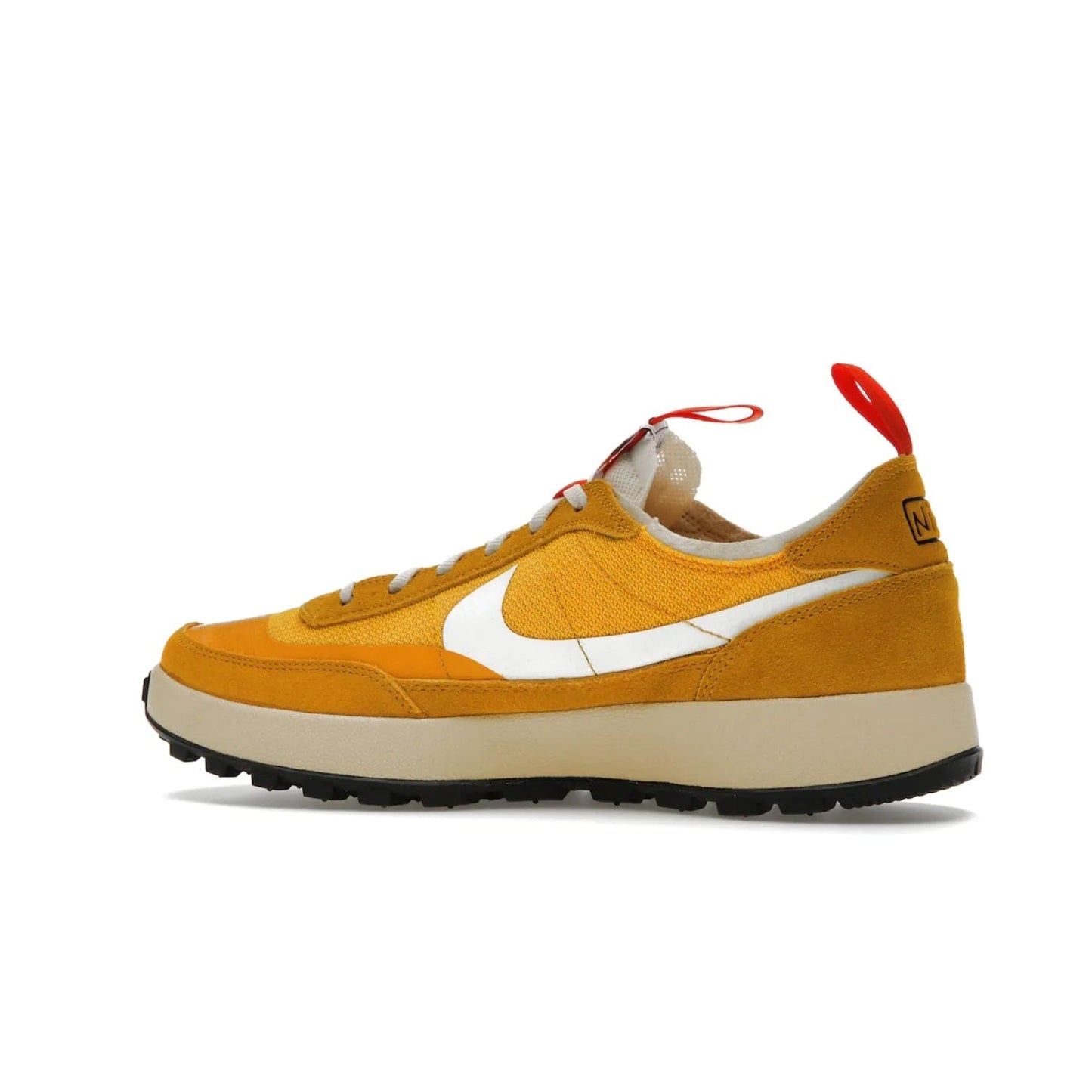 NikeCraft General Purpose Shoe Tom Sachs Archive Dark Sulfur - Image 21 - Only at www.BallersClubKickz.com - Collab between Nike & Tom Sachs. The NikeCraft General Purpose Shoe features dark sulfur mesh upper, suede overlays, contrasting white Swoosh and orange tabs. EVA cushioning & black waffle-traction rubber outsole ensures performance. Stylish & perfect for any occasion, the shoe released September 2, 2022.