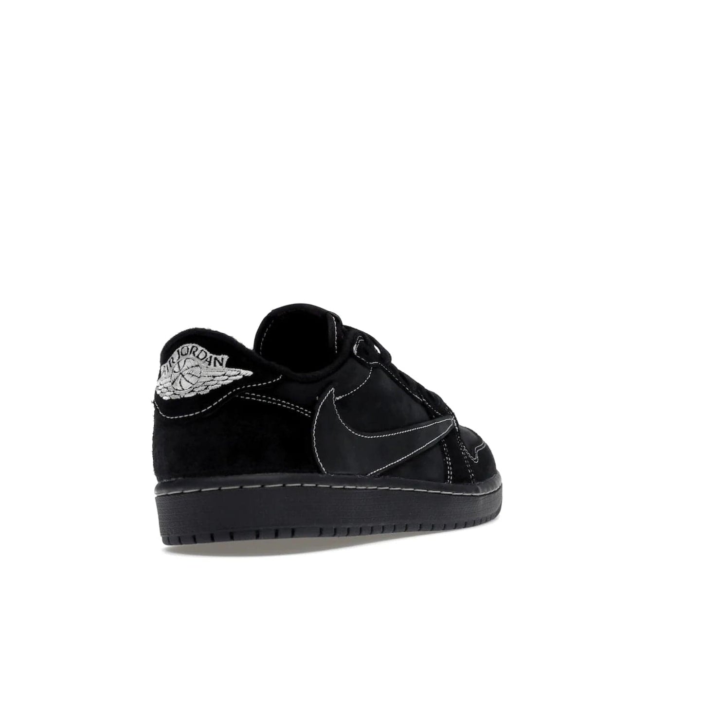 Jordan 1 Retro Low OG SP Travis Scott Black Phantom - Image 31 - Only at www.BallersClubKickz.com - Update Air Jordan 1 Low OG SP "Travis Scott". Iconic black nubuck design w/ unique stitch pattern, Nike Air Logo, Wings logo, embroidered bee. Red, black & white/black laces. Celebrate the end of 2022 on Dec. 15.