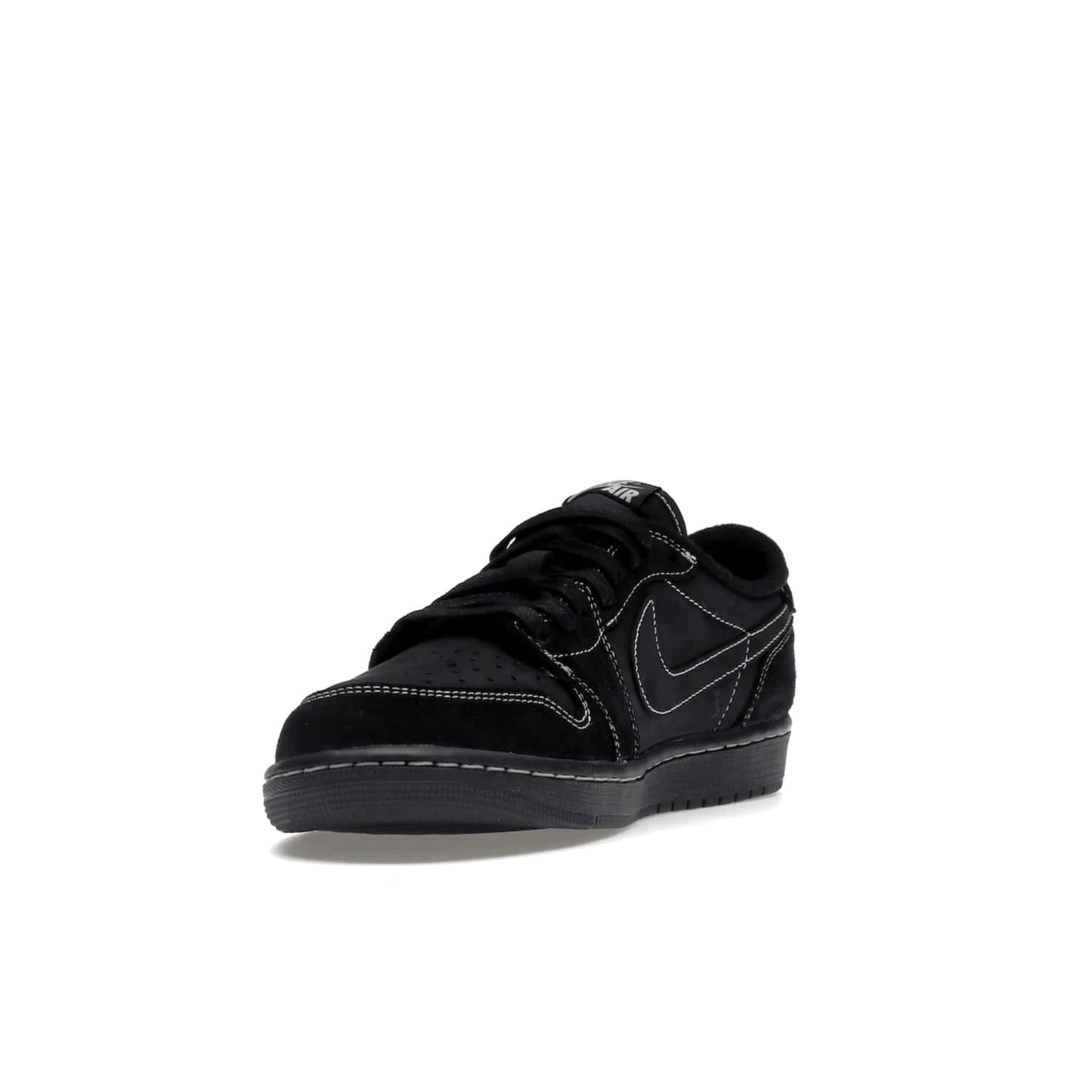 Jordan 1 Retro Low OG SP Travis Scott Black Phantom - Image 13 - Only at www.BallersClubKickz.com - Update Air Jordan 1 Low OG SP "Travis Scott". Iconic black nubuck design w/ unique stitch pattern, Nike Air Logo, Wings logo, embroidered bee. Red, black & white/black laces. Celebrate the end of 2022 on Dec. 15.