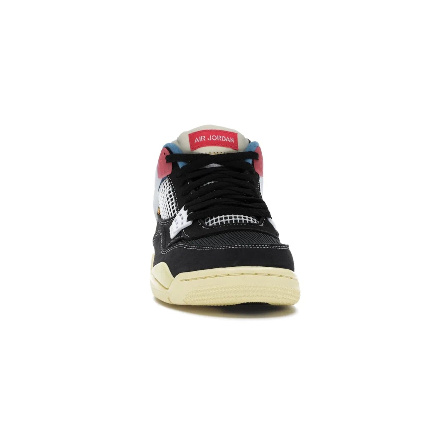 Jordan 4 Retro Union Off Noir - Image 9 - Only at www.BallersClubKickz.com - Introducing the Air Jordan 4 Retro Union LA Off Noir: a stylish collab featuring unique black, white, blue and light fusion red. Features mesh, suede and nylon materials, Nike Air heel & wings finished with infrared accents. Get yours in August 2020 and take pride of place in any rotation.