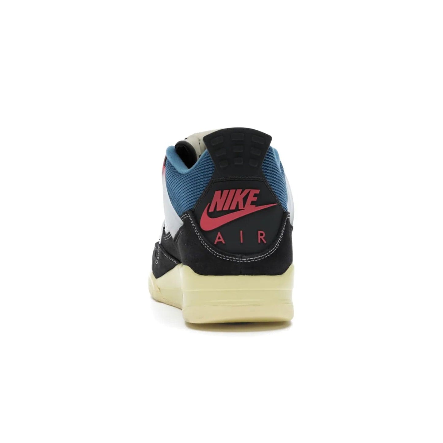 Jordan 4 Retro Union Off Noir - Image 27 - Only at www.BallersClubKickz.com - Introducing the Air Jordan 4 Retro Union LA Off Noir: a stylish collab featuring unique black, white, blue and light fusion red. Features mesh, suede and nylon materials, Nike Air heel & wings finished with infrared accents. Get yours in August 2020 and take pride of place in any rotation.