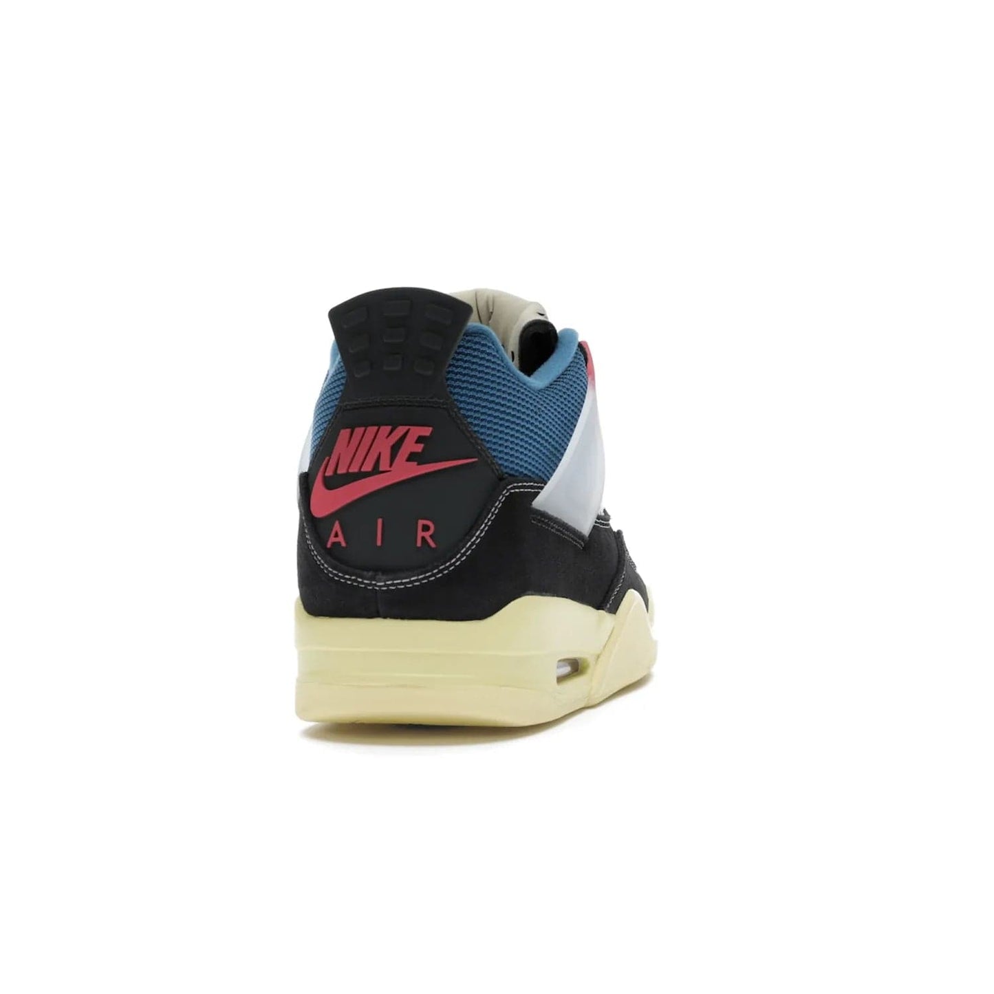 Jordan 4 Retro Union Off Noir - Image 29 - Only at www.BallersClubKickz.com - Introducing the Air Jordan 4 Retro Union LA Off Noir: a stylish collab featuring unique black, white, blue and light fusion red. Features mesh, suede and nylon materials, Nike Air heel & wings finished with infrared accents. Get yours in August 2020 and take pride of place in any rotation.