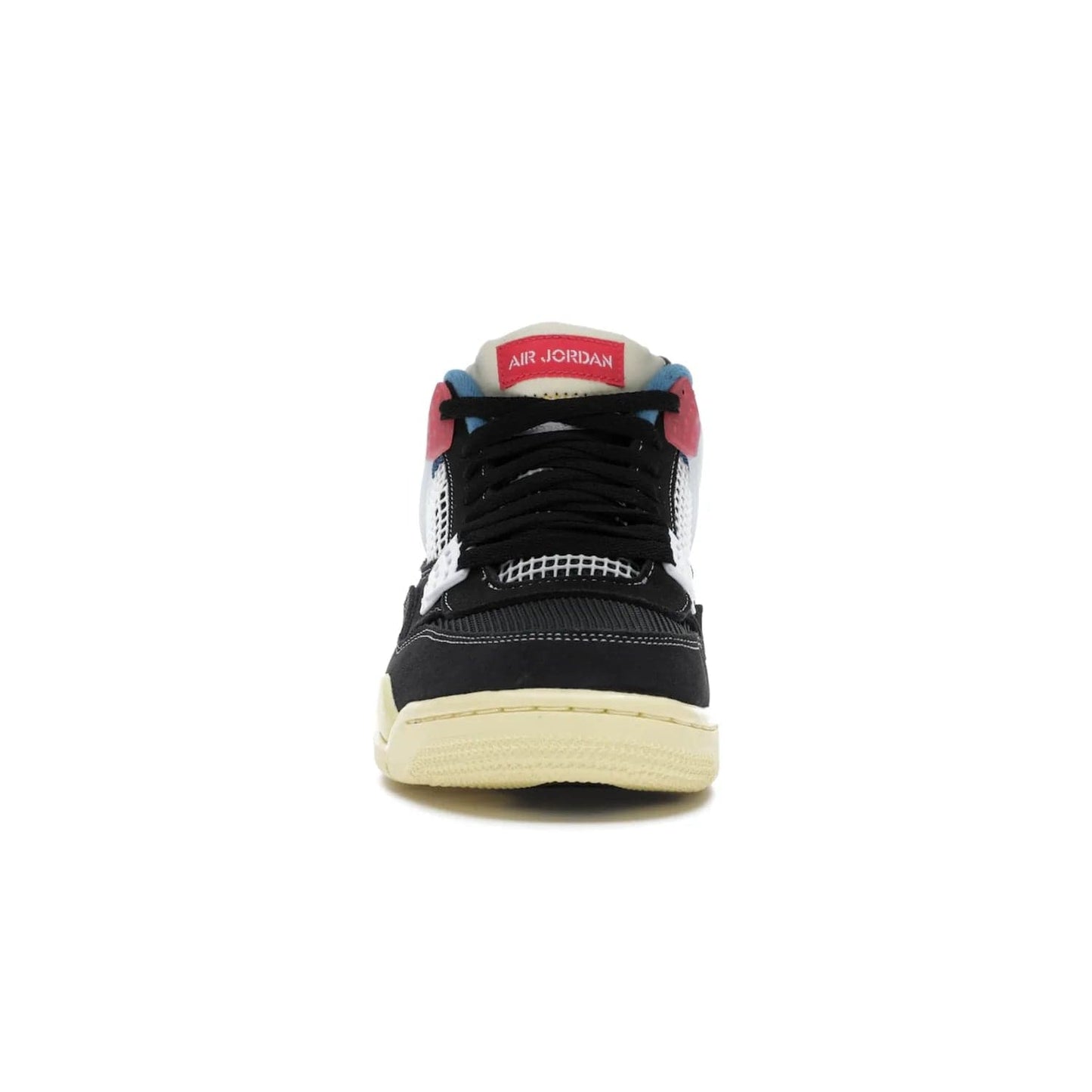 Jordan 4 Retro Union Off Noir - Image 10 - Only at www.BallersClubKickz.com - Introducing the Air Jordan 4 Retro Union LA Off Noir: a stylish collab featuring unique black, white, blue and light fusion red. Features mesh, suede and nylon materials, Nike Air heel & wings finished with infrared accents. Get yours in August 2020 and take pride of place in any rotation.