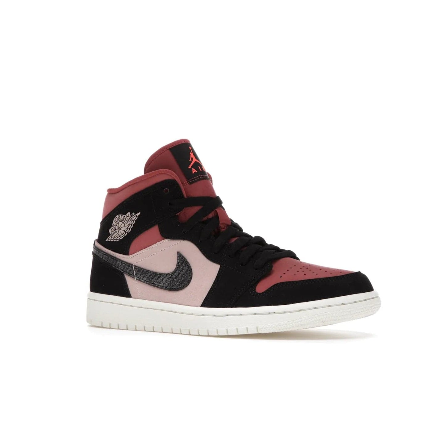 Jordan 1 Mid Canyon Rust (Women's) - Image 4 - Only at www.BallersClubKickz.com - The Air Jordan 1 Mid Canyon Rust for Women (W) is a stylish mid-top sneaker with distressed Nike swooshes and a white rubber cupsole. Featuring a blend of particle beige, canyon rust, sail and black, this versatile design will provide you with amazing comfort and style. Out now, 1st March 2021!
