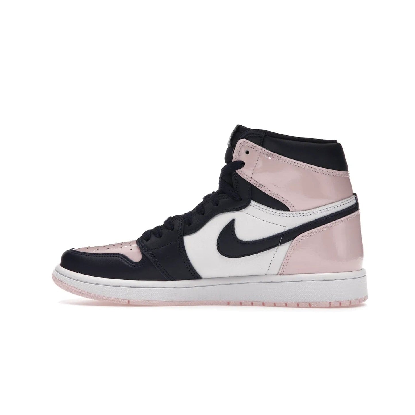 Jordan 1 Retro High OG Atmosphere (Women's) - Image 20 - Only at www.BallersClubKickz.com - Style up with the Women's Air Jordan 1 High Atmosphere. Featuring Black Toe colour-blocking, dynamic leather and light pink patent, this 1985 design brings Michael Jordan's iconic bubblegum habit to your winter collection.