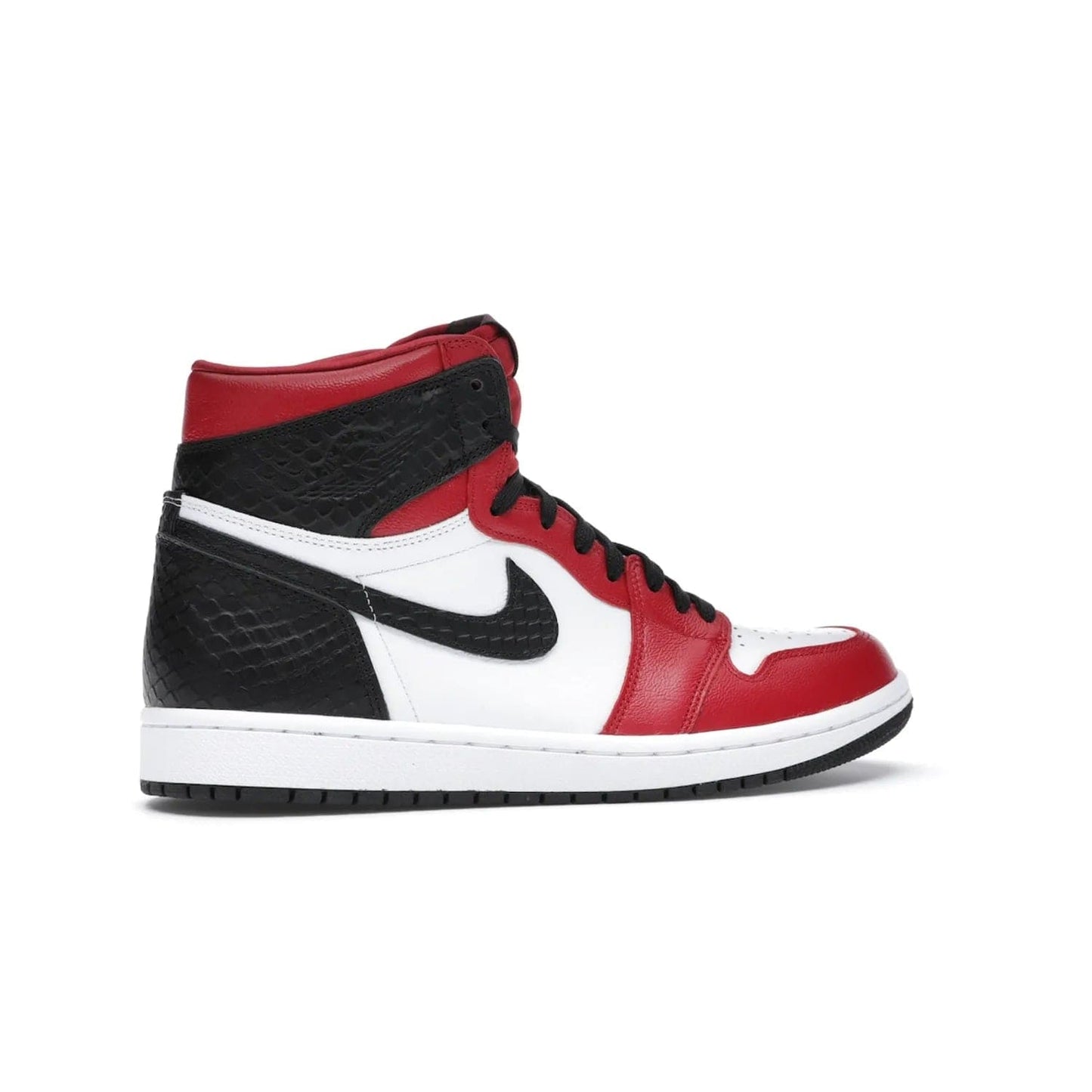 Jordan 1 Retro High Satin Snake Chicago (Women's) - Image 35 - Only at www.BallersClubKickz.com - Upscale Jordan 1 Retro High Satin Snake Chicago (Women's). Crafted from red and white leather with faux snakeskin details and red satin. Jordan Wings graphic on the ankle, white midsole, and striking red outsole. August 2020 release. Iconic shoes must-have for sneaker collectors.