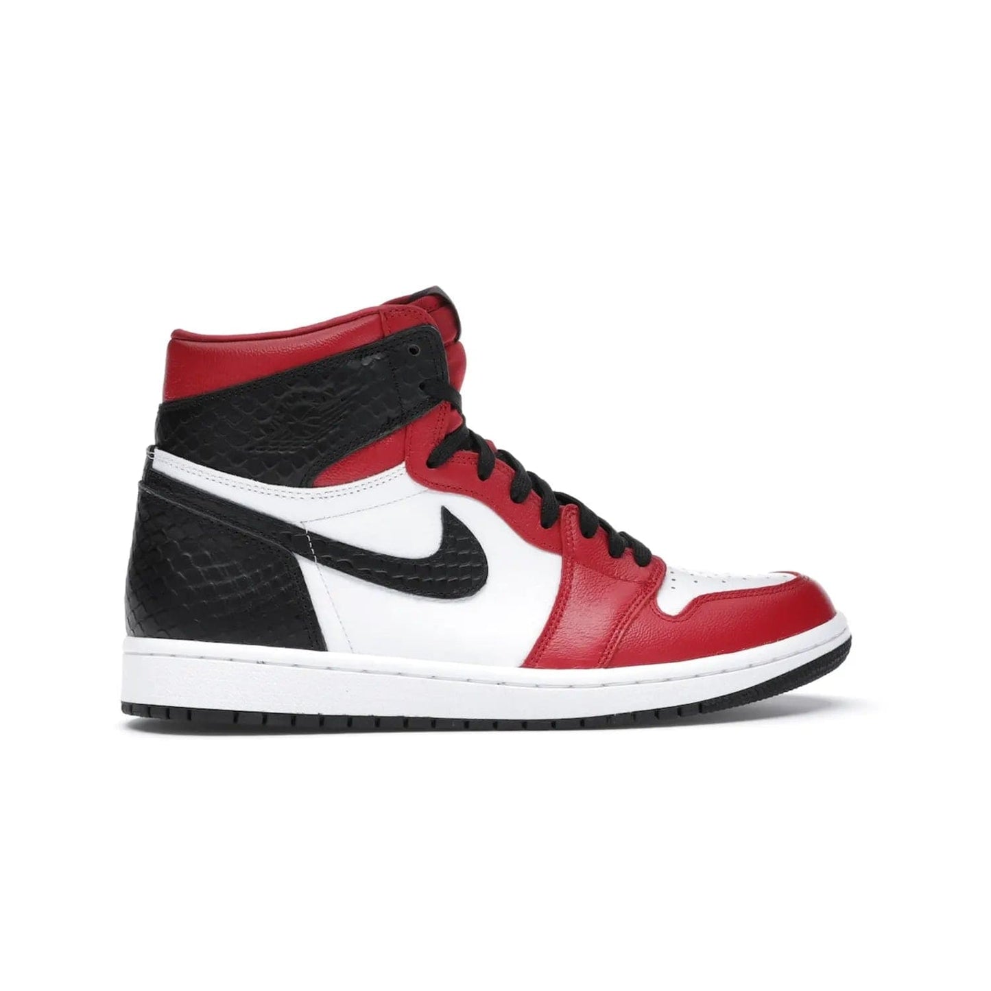 Jordan 1 Retro High Satin Snake Chicago (Women's) - Image 36 - Only at www.BallersClubKickz.com - Upscale Jordan 1 Retro High Satin Snake Chicago (Women's). Crafted from red and white leather with faux snakeskin details and red satin. Jordan Wings graphic on the ankle, white midsole, and striking red outsole. August 2020 release. Iconic shoes must-have for sneaker collectors.