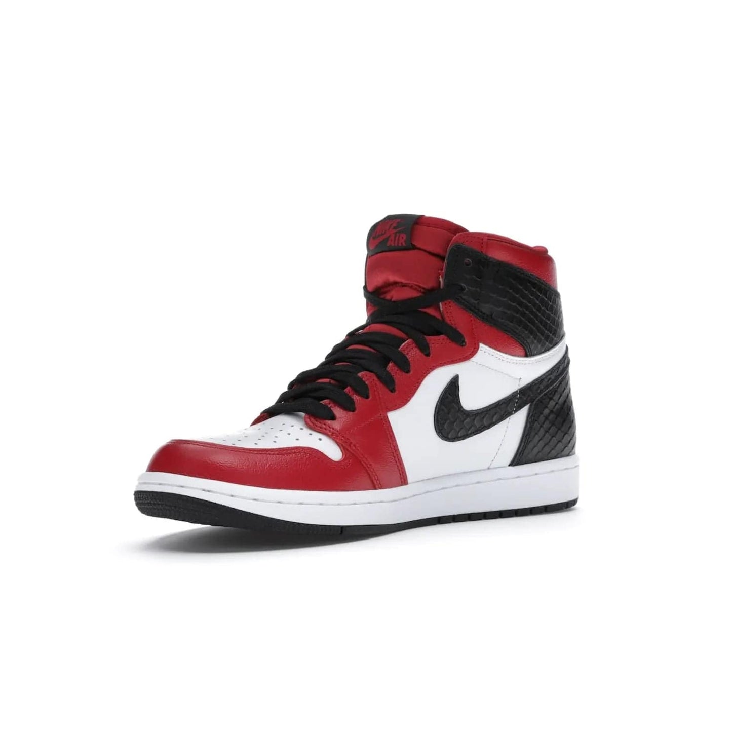 Jordan 1 Retro High Satin Snake Chicago (Women's) - Image 15 - Only at www.BallersClubKickz.com - Upscale Jordan 1 Retro High Satin Snake Chicago (Women's). Crafted from red and white leather with faux snakeskin details and red satin. Jordan Wings graphic on the ankle, white midsole, and striking red outsole. August 2020 release. Iconic shoes must-have for sneaker collectors.
