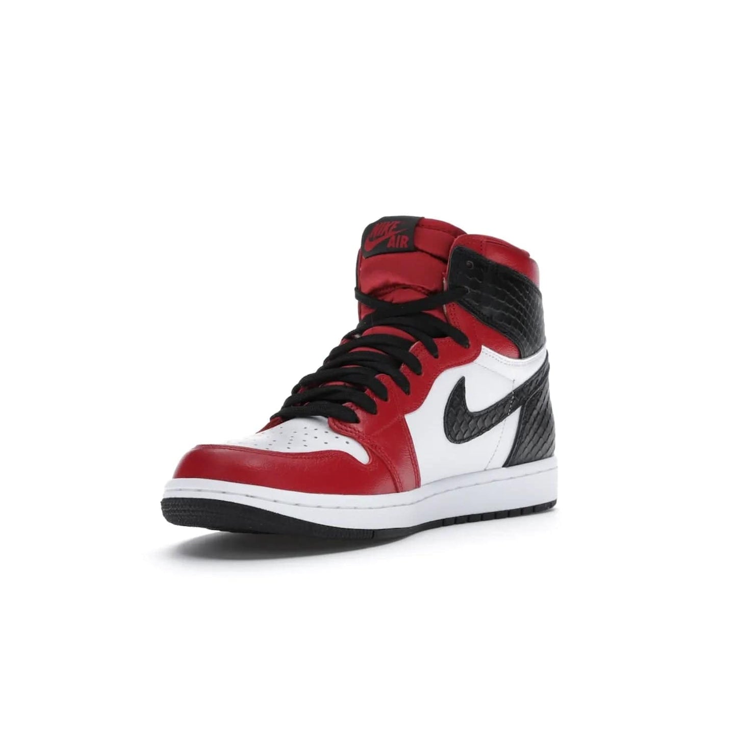 Jordan 1 Retro High Satin Snake Chicago (Women's) - Image 14 - Only at www.BallersClubKickz.com - Upscale Jordan 1 Retro High Satin Snake Chicago (Women's). Crafted from red and white leather with faux snakeskin details and red satin. Jordan Wings graphic on the ankle, white midsole, and striking red outsole. August 2020 release. Iconic shoes must-have for sneaker collectors.