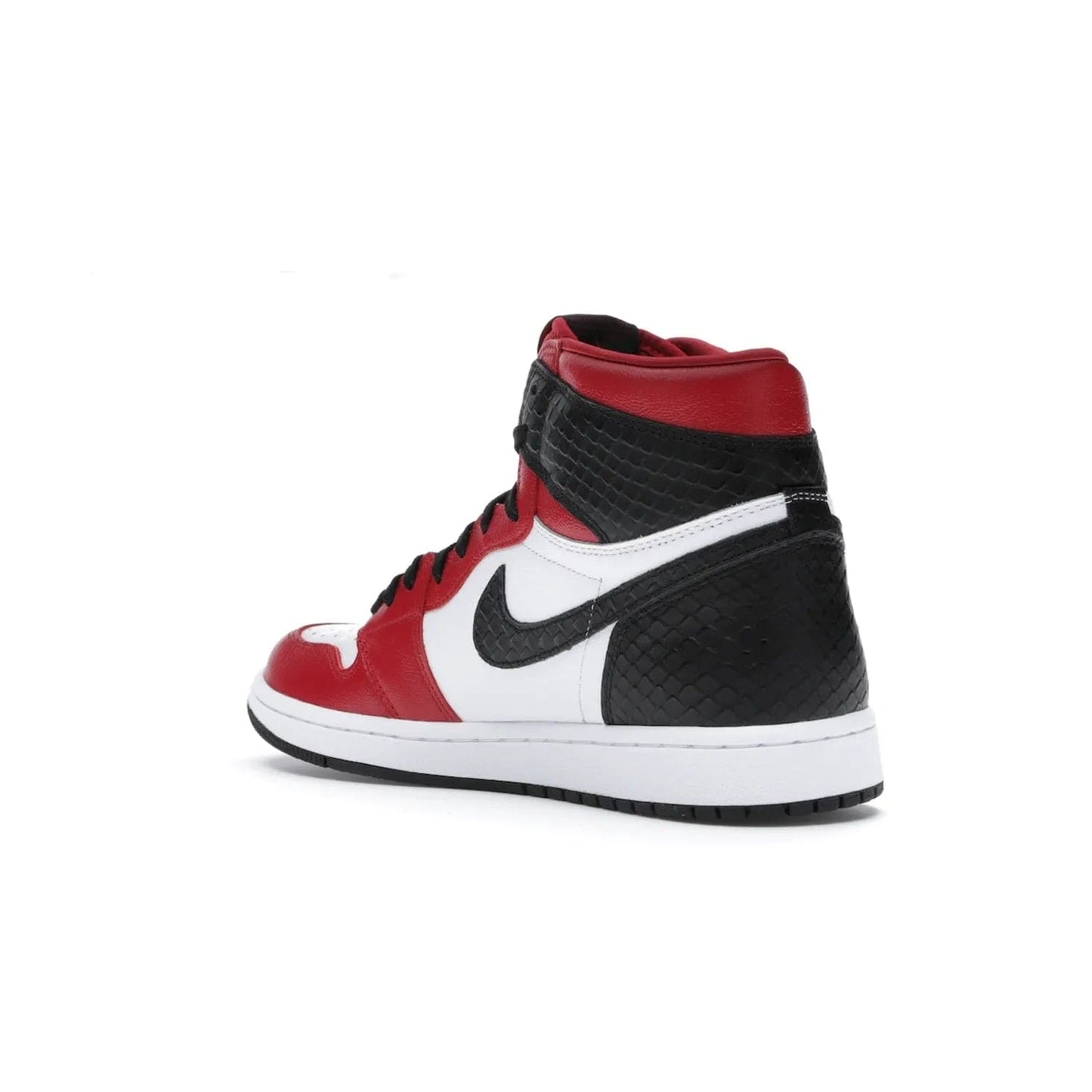 Jordan 1 Retro High Satin Snake Chicago (Women's) - Image 24 - Only at www.BallersClubKickz.com - Upscale Jordan 1 Retro High Satin Snake Chicago (Women's). Crafted from red and white leather with faux snakeskin details and red satin. Jordan Wings graphic on the ankle, white midsole, and striking red outsole. August 2020 release. Iconic shoes must-have for sneaker collectors.