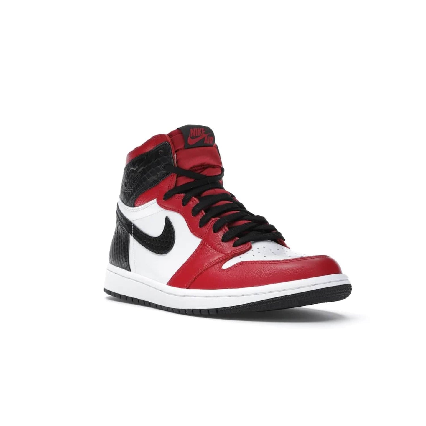 Jordan 1 Retro High Satin Snake Chicago (Women's) - Image 6 - Only at www.BallersClubKickz.com - Upscale Jordan 1 Retro High Satin Snake Chicago (Women's). Crafted from red and white leather with faux snakeskin details and red satin. Jordan Wings graphic on the ankle, white midsole, and striking red outsole. August 2020 release. Iconic shoes must-have for sneaker collectors.