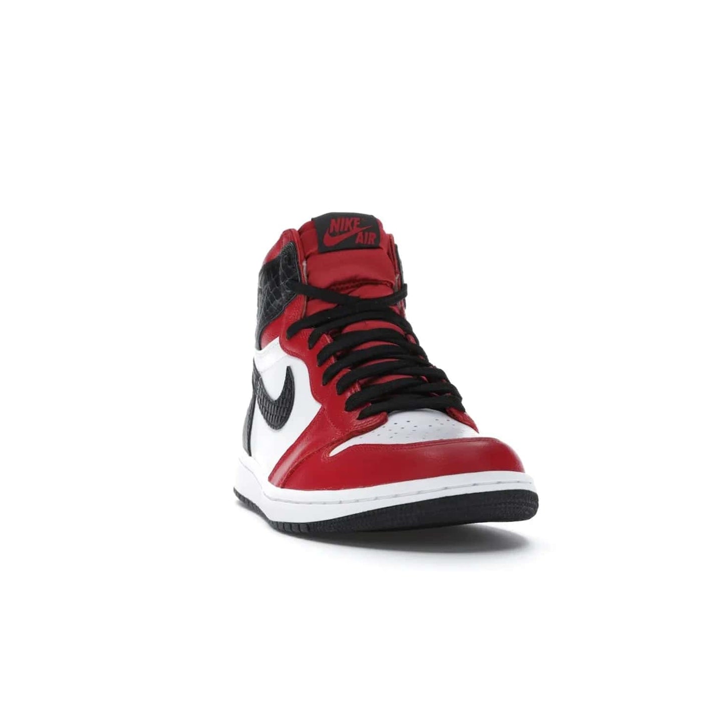 Jordan 1 Retro High Satin Snake Chicago (Women's) - Image 8 - Only at www.BallersClubKickz.com - Upscale Jordan 1 Retro High Satin Snake Chicago (Women's). Crafted from red and white leather with faux snakeskin details and red satin. Jordan Wings graphic on the ankle, white midsole, and striking red outsole. August 2020 release. Iconic shoes must-have for sneaker collectors.