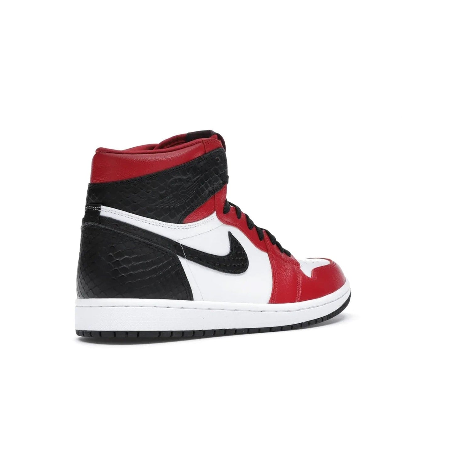 Jordan 1 Retro High Satin Snake Chicago (Women's) - Image 33 - Only at www.BallersClubKickz.com - Upscale Jordan 1 Retro High Satin Snake Chicago (Women's). Crafted from red and white leather with faux snakeskin details and red satin. Jordan Wings graphic on the ankle, white midsole, and striking red outsole. August 2020 release. Iconic shoes must-have for sneaker collectors.