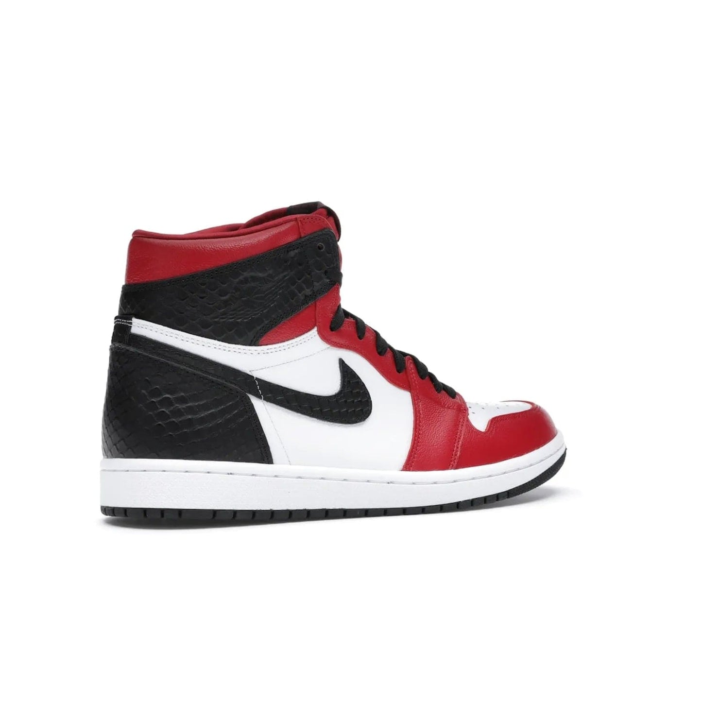 Jordan 1 Retro High Satin Snake Chicago (Women's) - Image 34 - Only at www.BallersClubKickz.com - Upscale Jordan 1 Retro High Satin Snake Chicago (Women's). Crafted from red and white leather with faux snakeskin details and red satin. Jordan Wings graphic on the ankle, white midsole, and striking red outsole. August 2020 release. Iconic shoes must-have for sneaker collectors.