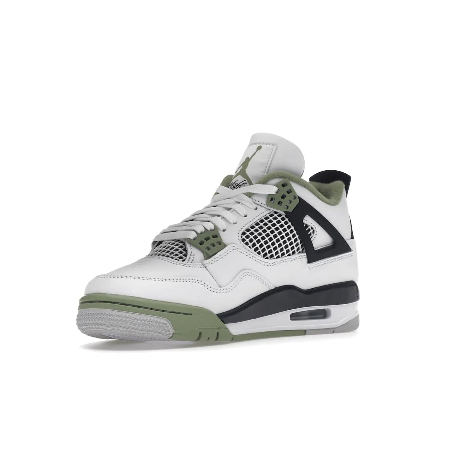 Jordan 4 Retro Seafoam (Women's) - Image 15 - Only at www.BallersClubKickz.com - Classic Air Jordan 4 Retro Seafoam (W), white leather upper with black midsole and heel tab, seafoam green details. Available in womens' sizing February 9, 2023.