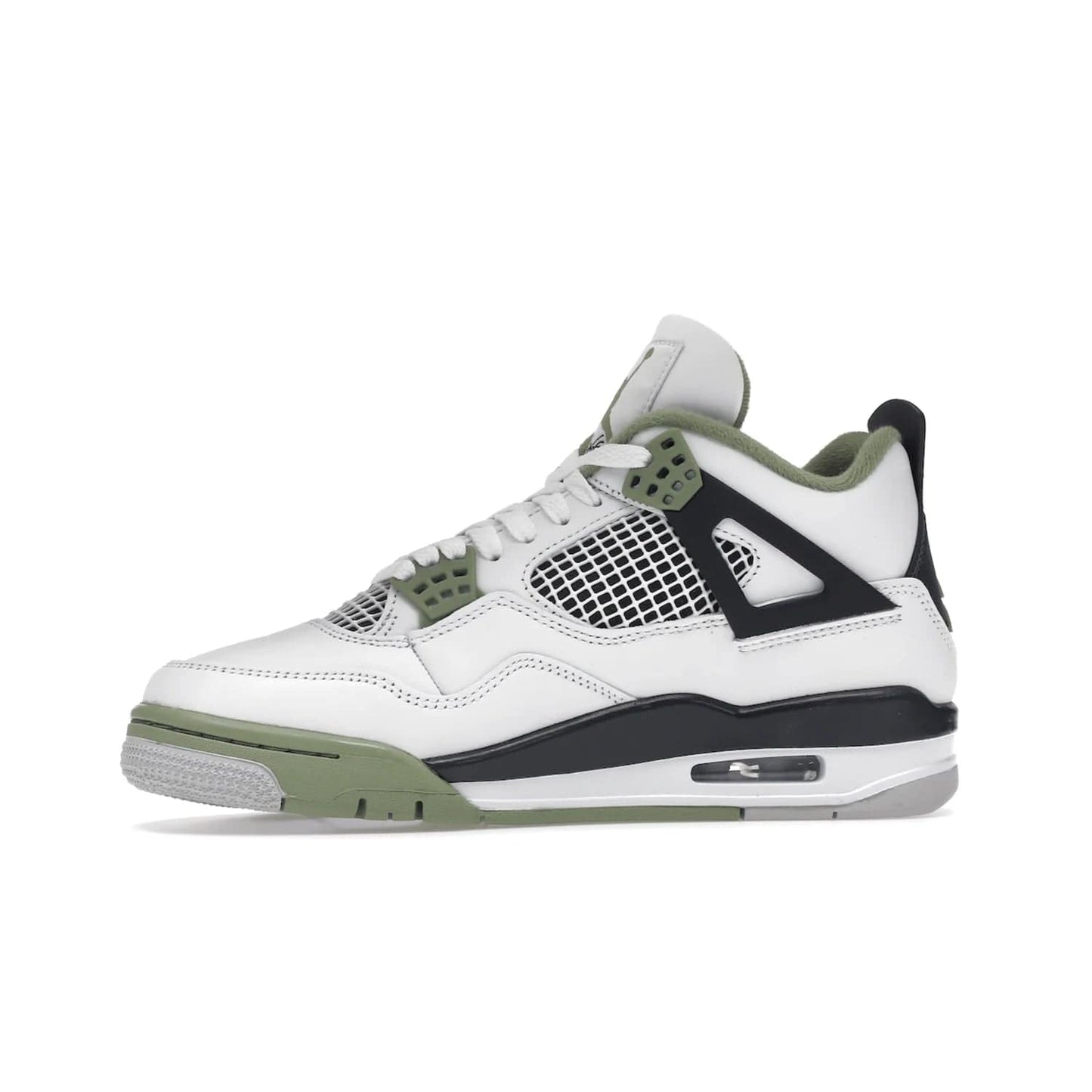 Jordan 4 Retro Seafoam (Women's) - Image 18 - Only at www.BallersClubKickz.com - Classic Air Jordan 4 Retro Seafoam (W), white leather upper with black midsole and heel tab, seafoam green details. Available in womens' sizing February 9, 2023.